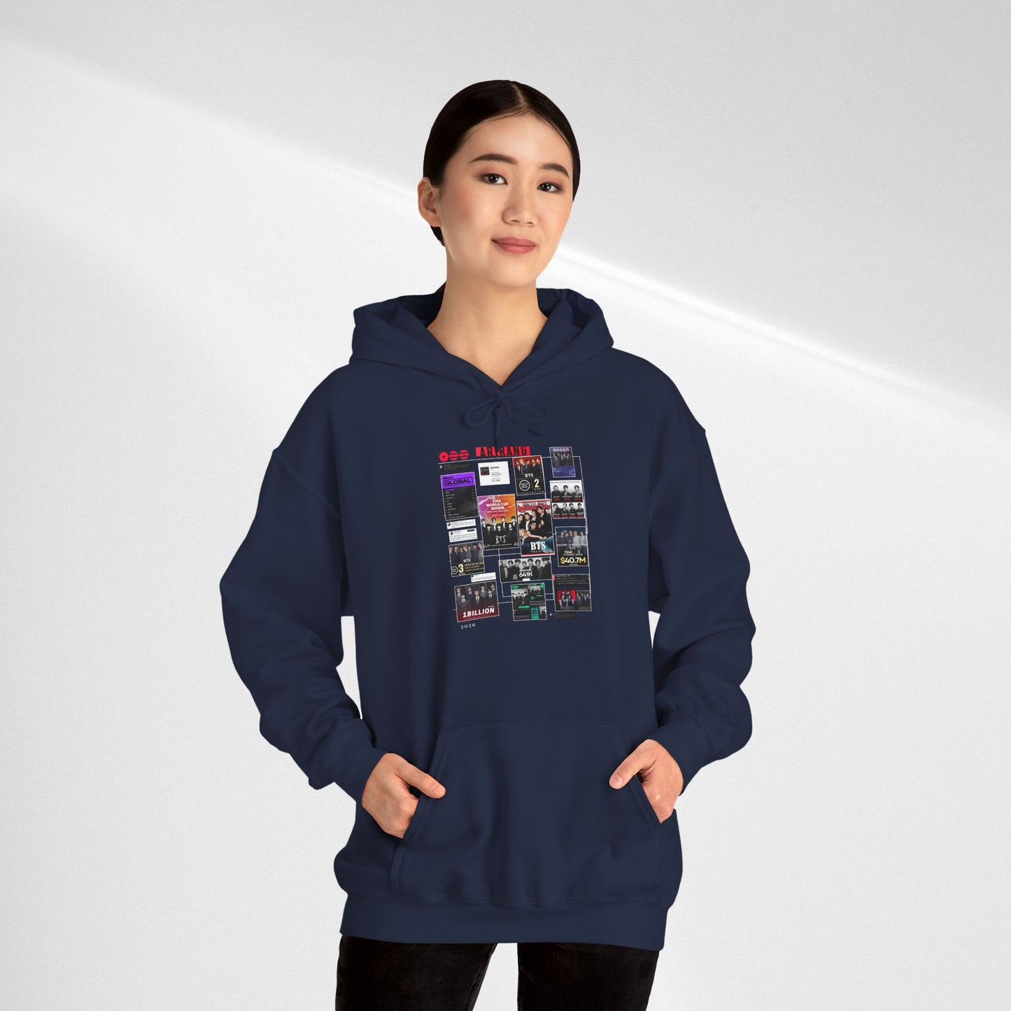 BTS ARIRANG Band Poster Collage Hoodie — Vintage Gig Tour Graphic Sweatshirt