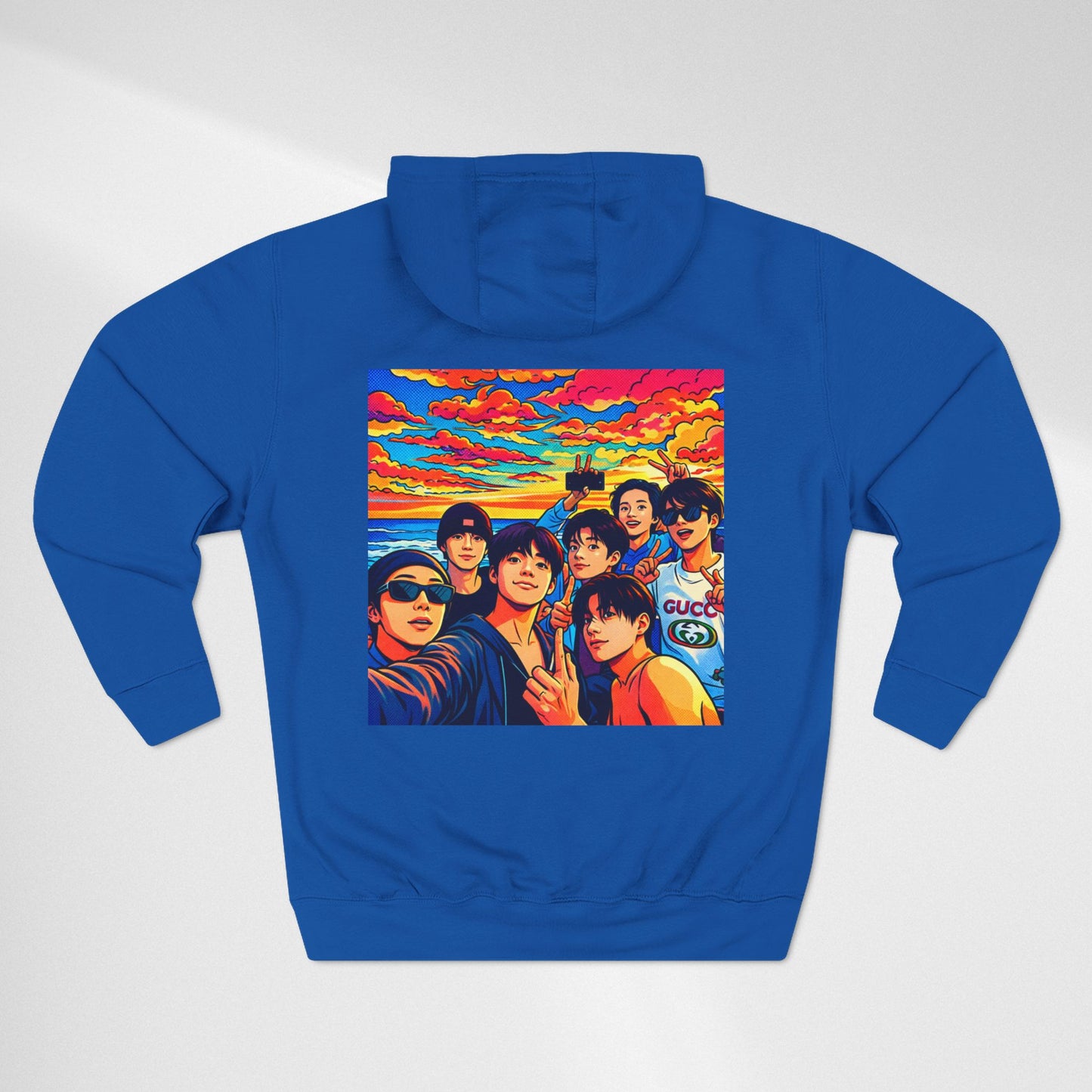 BTS Inspired Graphic Hoodie — Vibrant Group Portrait Streetwear