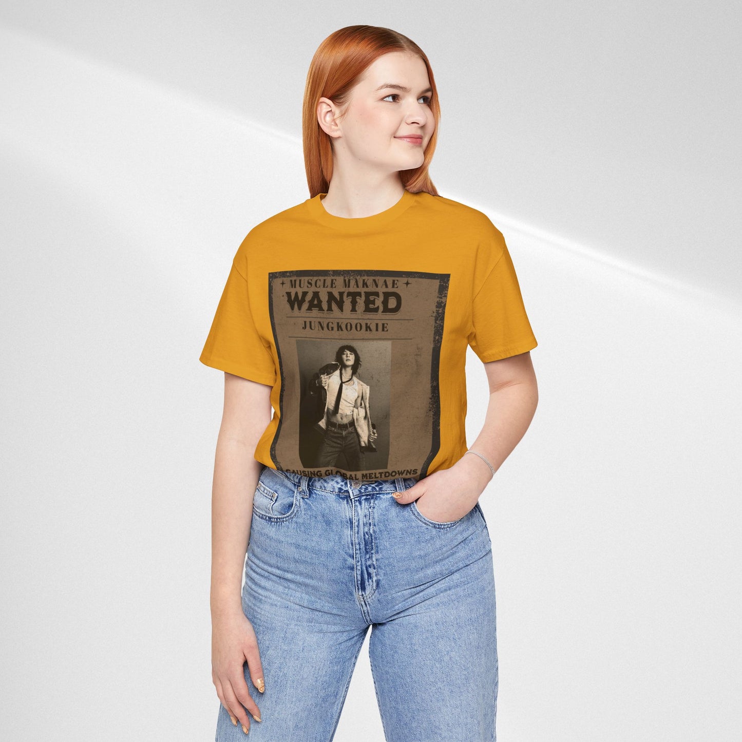 Wanted Poster Tee — 'Jungkook: Causing Global Meltdowns' Vintage K-Pop T-Shirt