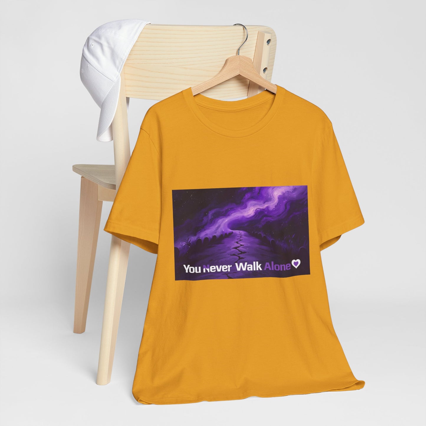 You Never Walk Alone Tee — Purple Night Stairway Graphic T‑Shirt
