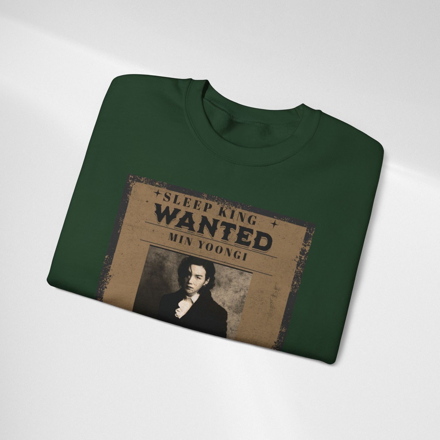 Crewneck Sweatshirt "Wanted: Min Yoongi" Vintage Poster BTS Suga Fan Apparel