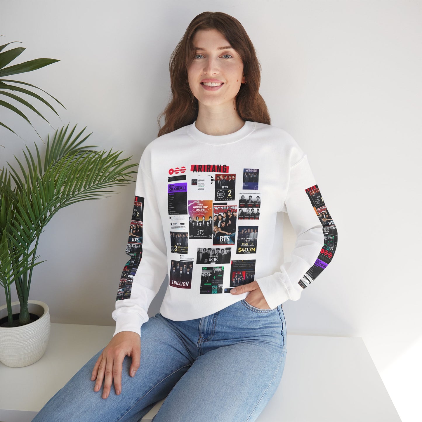 Crewneck Sweatshirt — BTS ARIRANG Collage Graphic Crewneck (Album Posters & Tour Art)