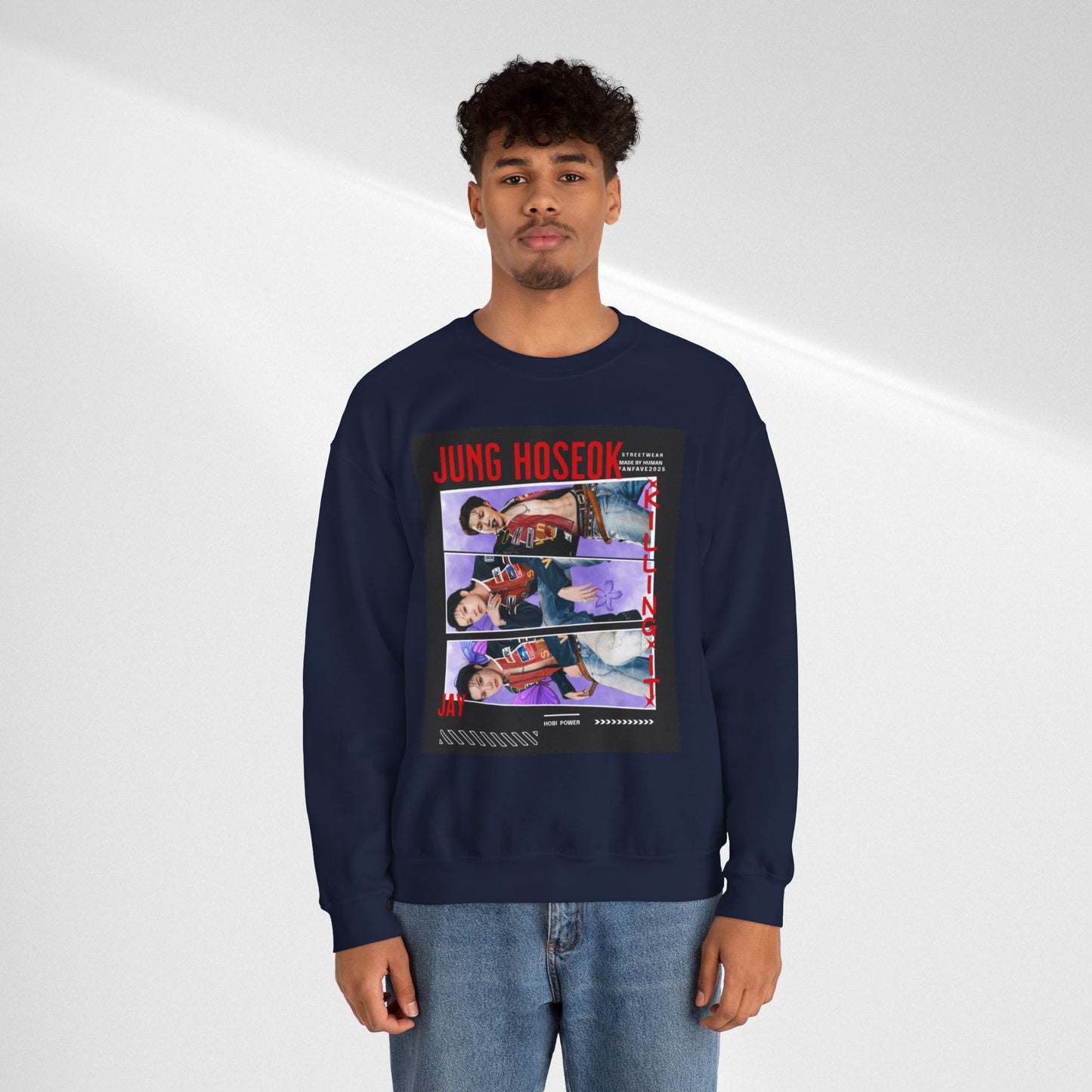 Photo Collage Crewneck Sweatshirt — 'JUNG HOSEOK' Graphic Pullover