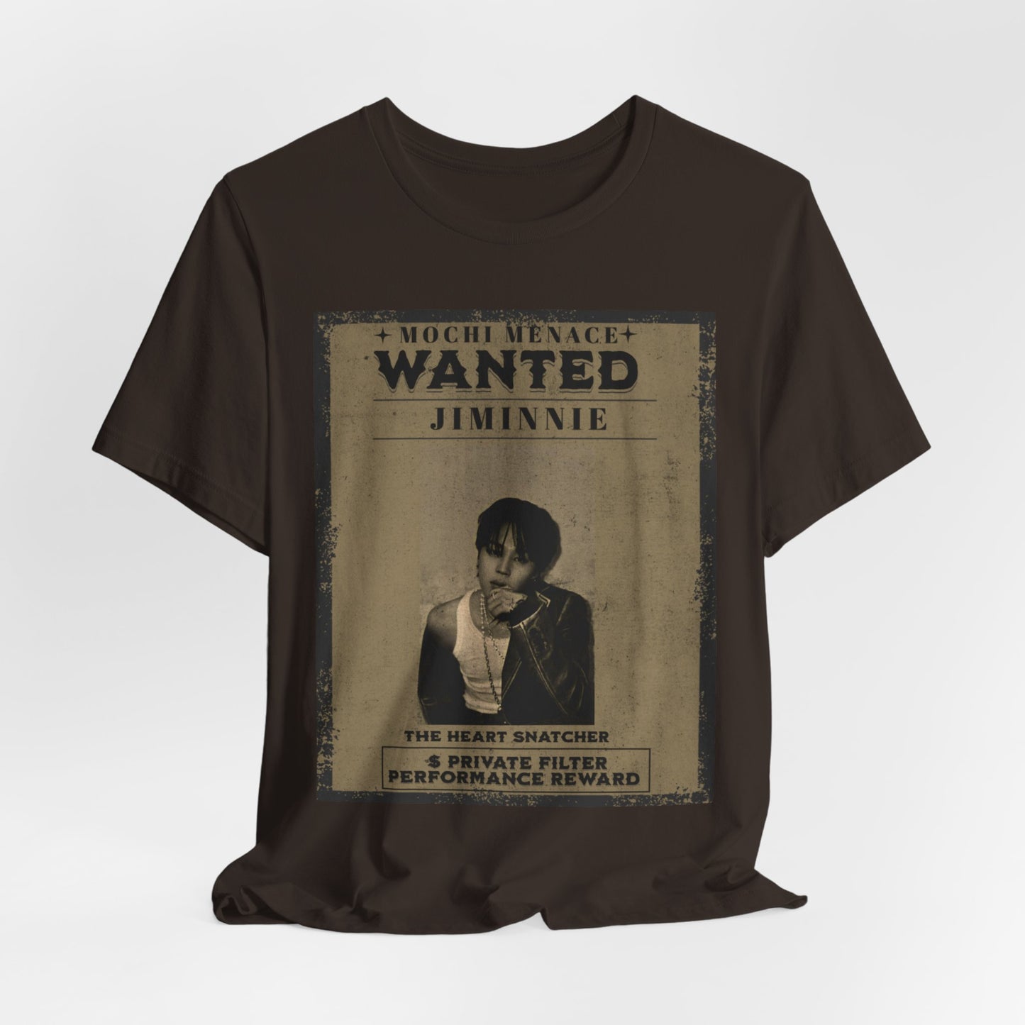 JIMIN Wanted Poster Graphic Tee — 'Mischief Menace' Vintage Style