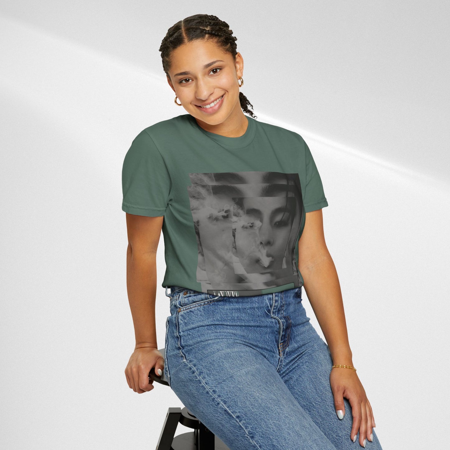 V Graphic Tee — Noir Glitch Portrait T-Shirt