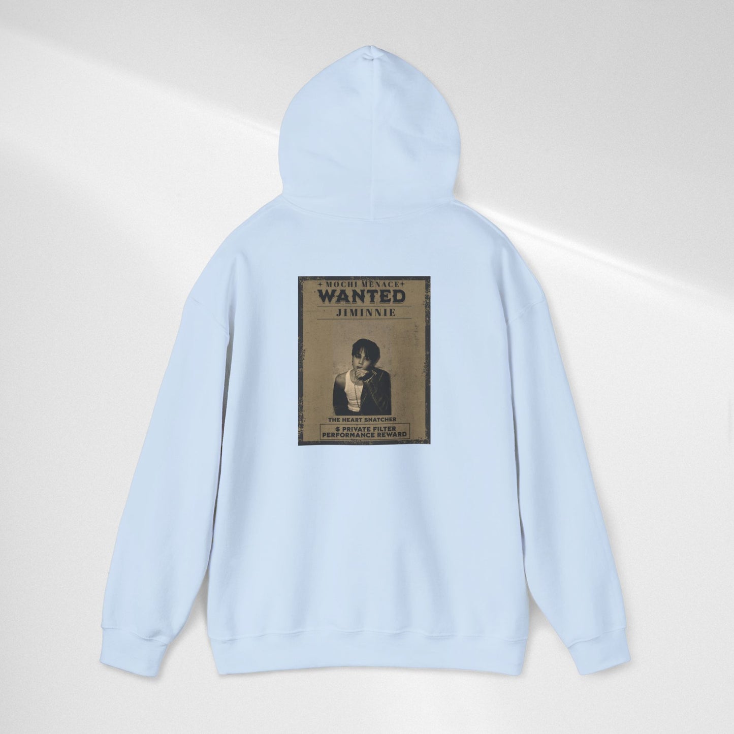 JIMIN Wanted Poster Hoodie — Vintage Photo "Wanted" Graphic Sweatshirt