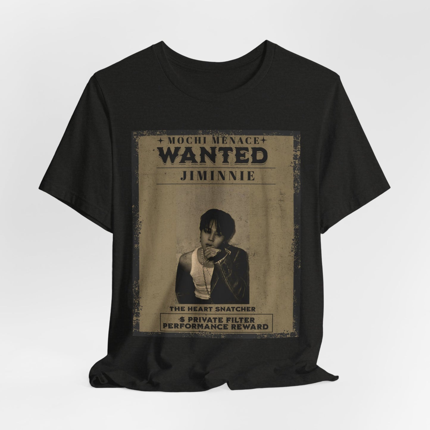 JIMIN Wanted Poster Graphic Tee — 'Mischief Menace' Vintage Style