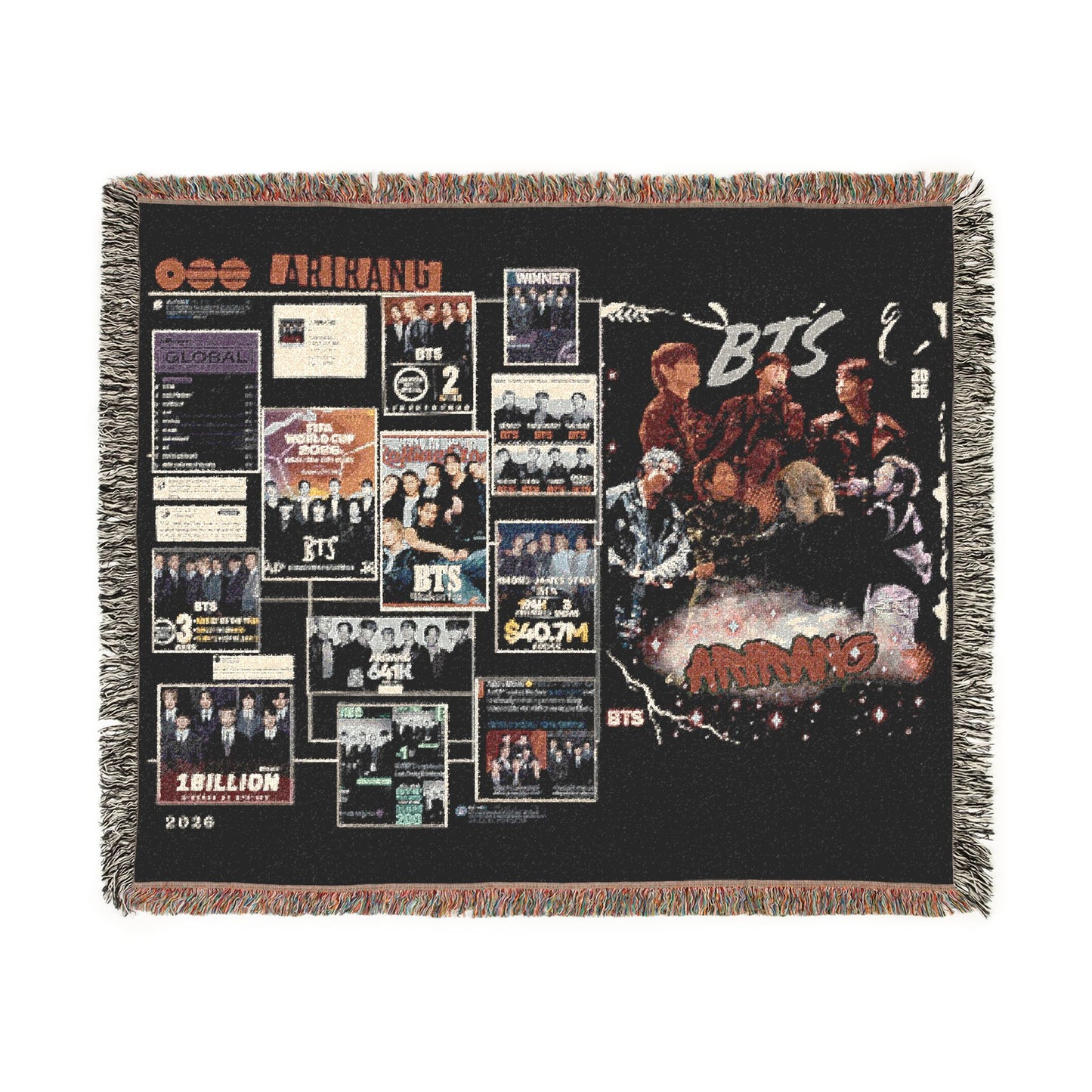 BTS Collage Woven Blanket — K‑Pop Fan Throw for Bedroom & Living Room