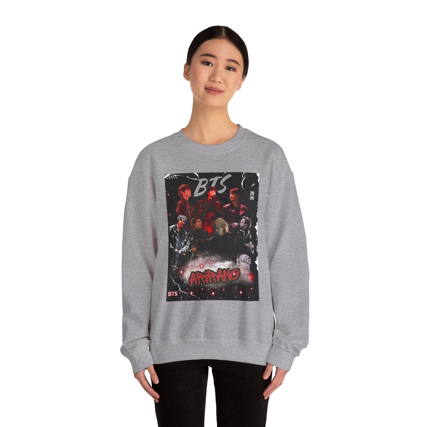 BTS Graphic Crewneck Sweatshirt – Red & Black Band Photo Design
