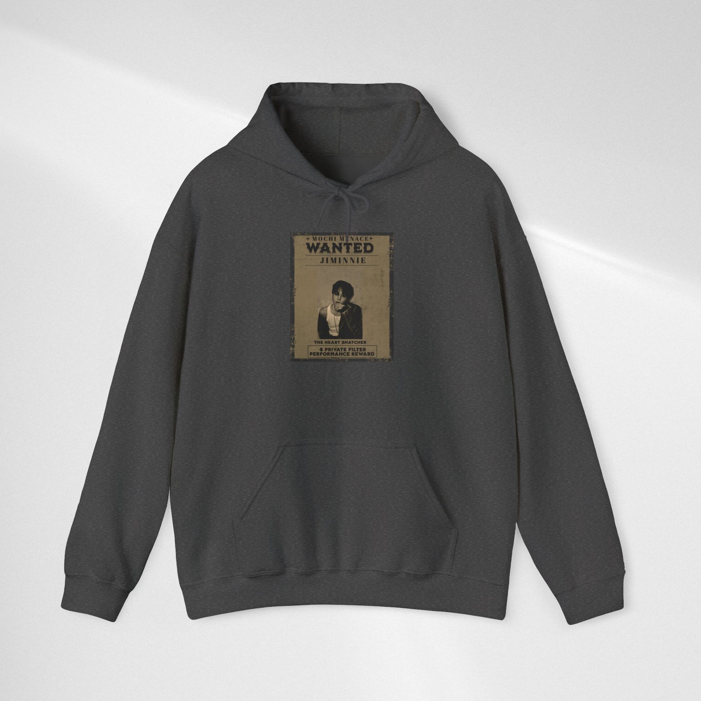 JIMIN Wanted Poster Hoodie — Vintage Photo "Wanted" Graphic Sweatshirt