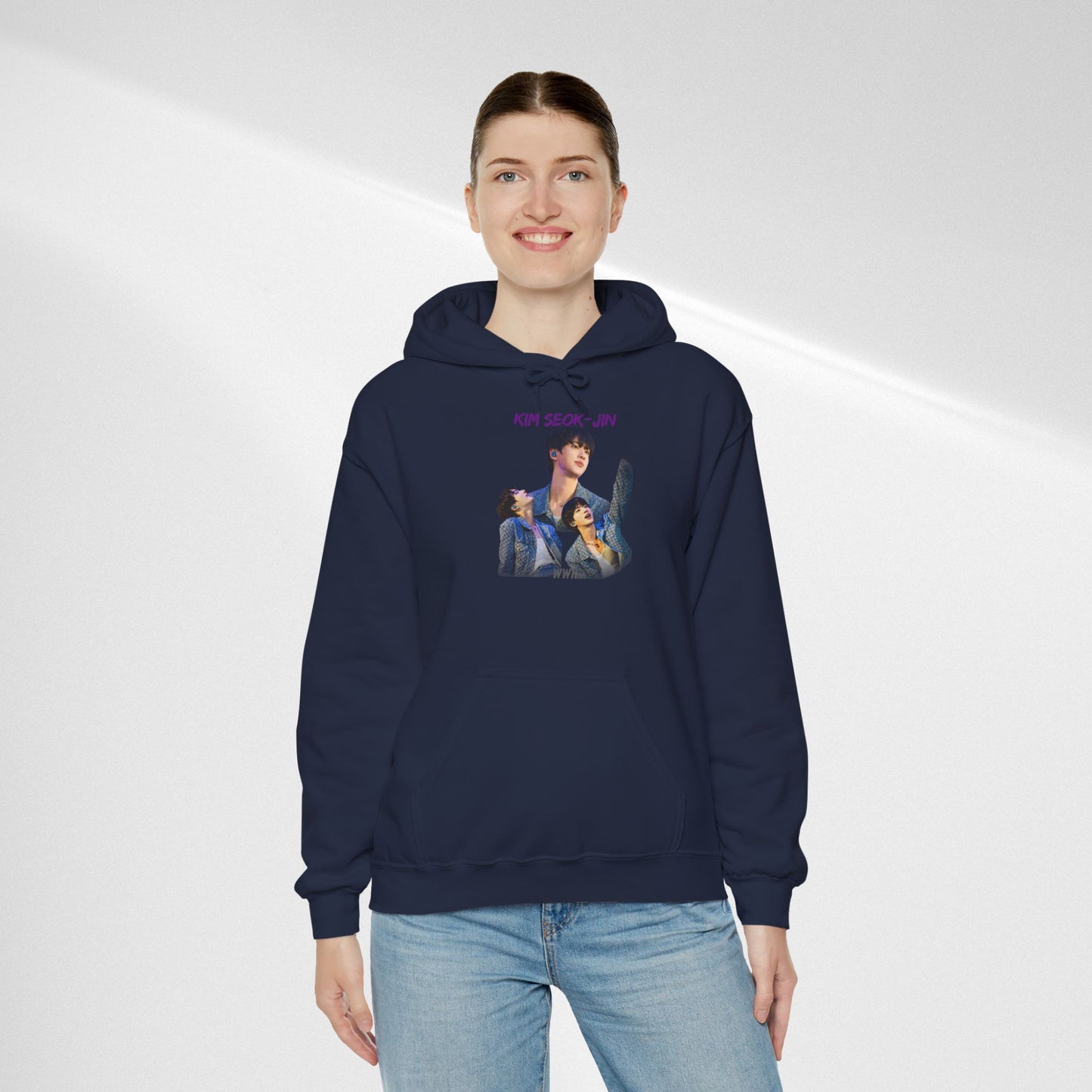 JIN Graphic Hoodie — Artistic Three-Image Portrait Design