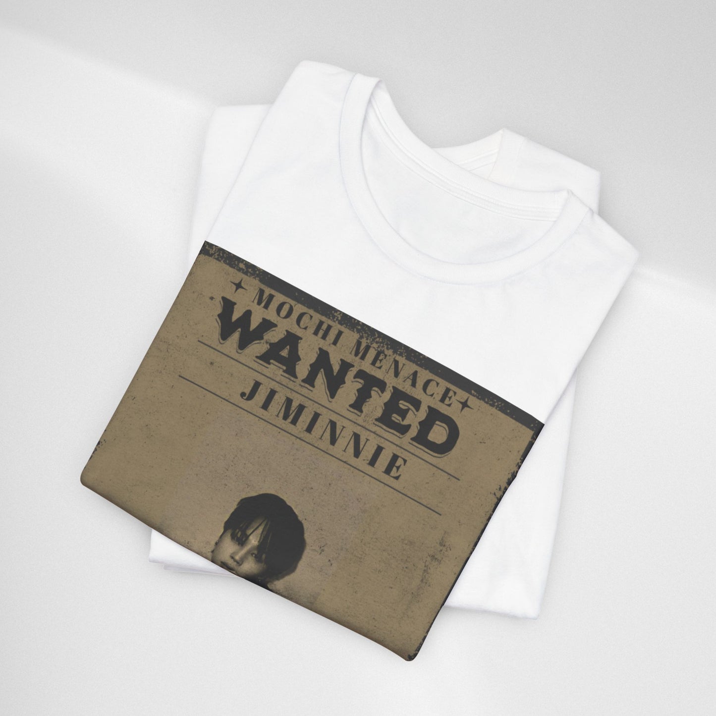 JIMIN Wanted Poster Graphic Tee — 'Mischief Menace' Vintage Style