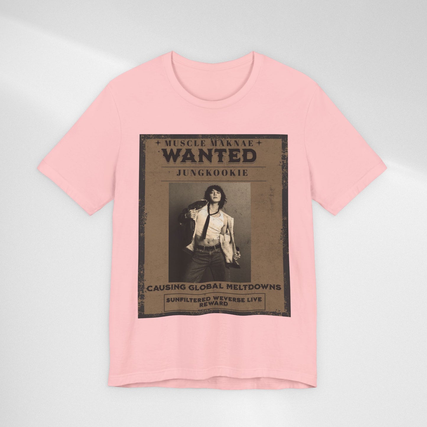 Wanted Poster Tee — 'Jungkook: Causing Global Meltdowns' Vintage K-Pop T-Shirt