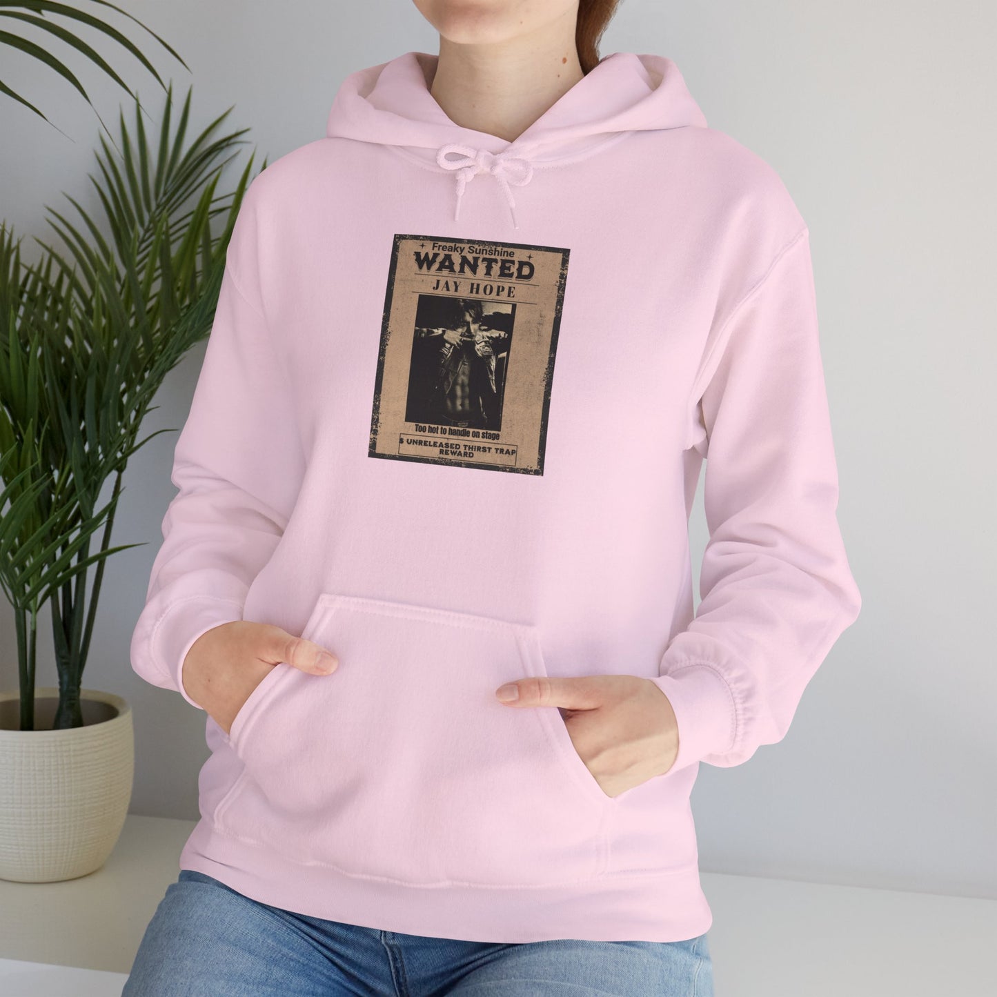Hoodie - Vintage JHOPE 'WANTED' Poster Graphic Hooded Sweatshirt