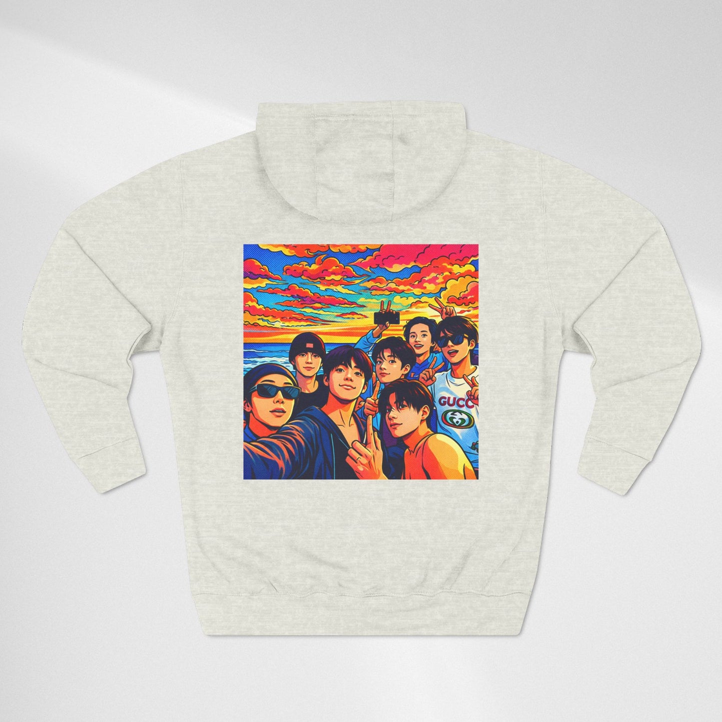 BTS Inspired Graphic Hoodie — Vibrant Group Portrait Streetwear
