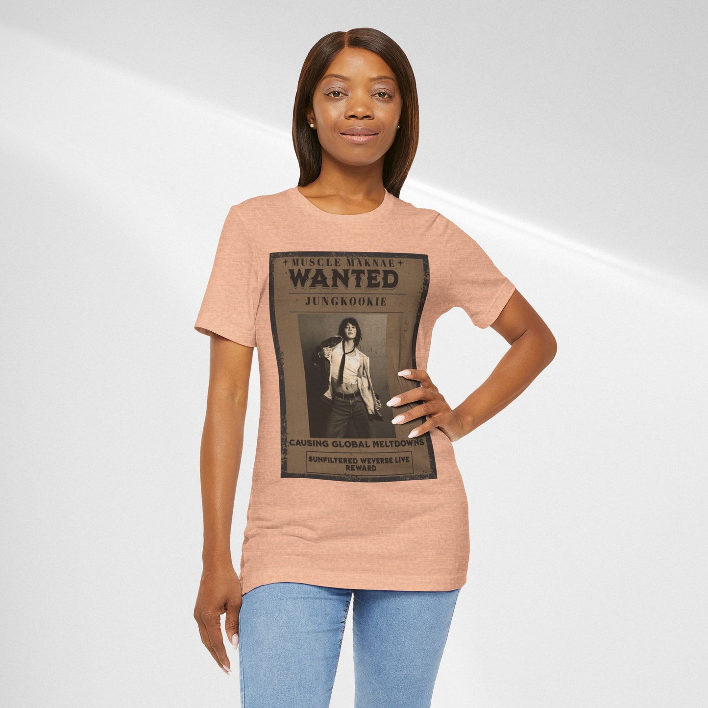 Wanted Poster Tee — 'Jungkook: Causing Global Meltdowns' Vintage K-Pop T-Shirt