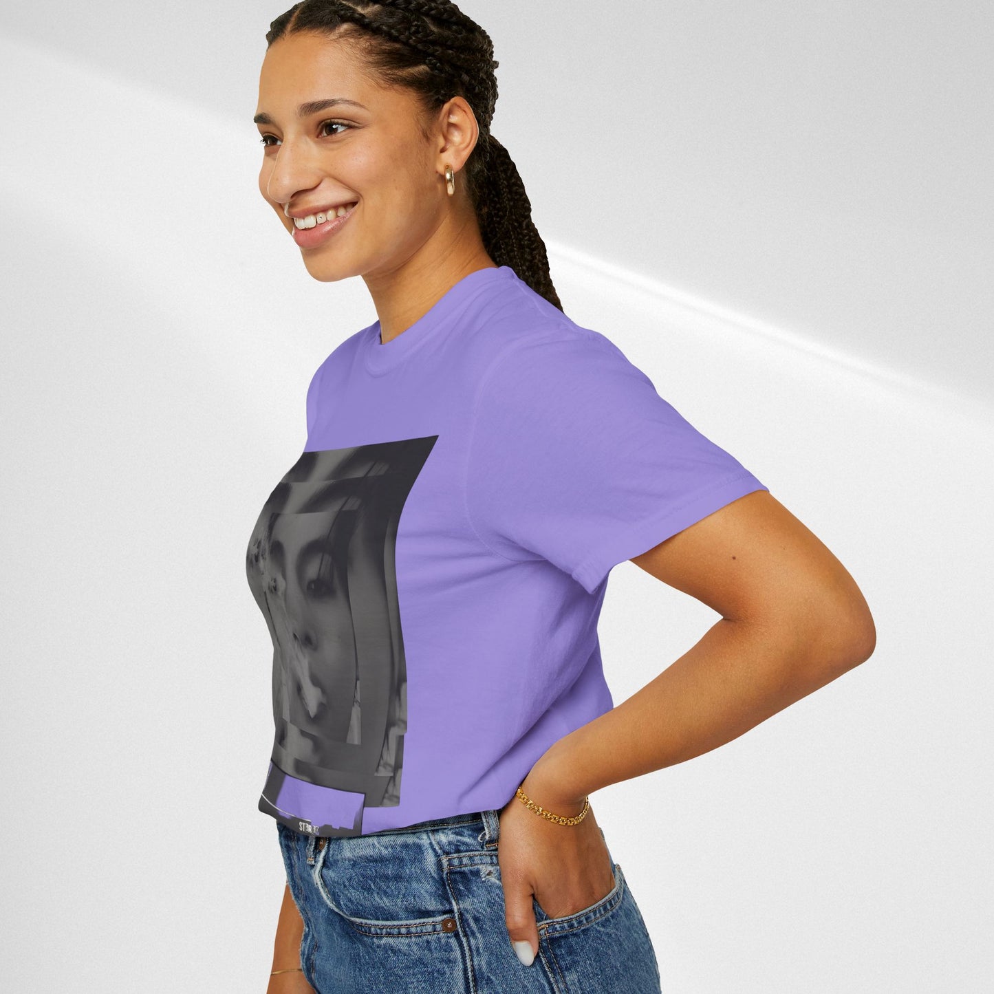 V Graphic Tee — Noir Glitch Portrait T-Shirt