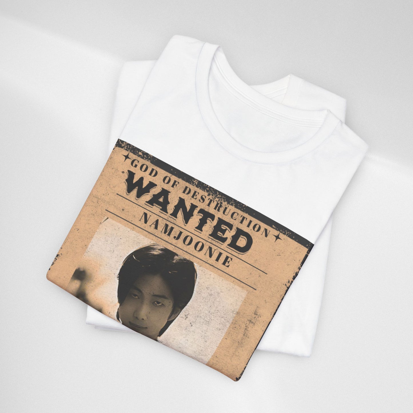T-Shirt — Vintage 'Wanted: Namjoonie' Photo Tee (K-Pop Fan Poster Style)