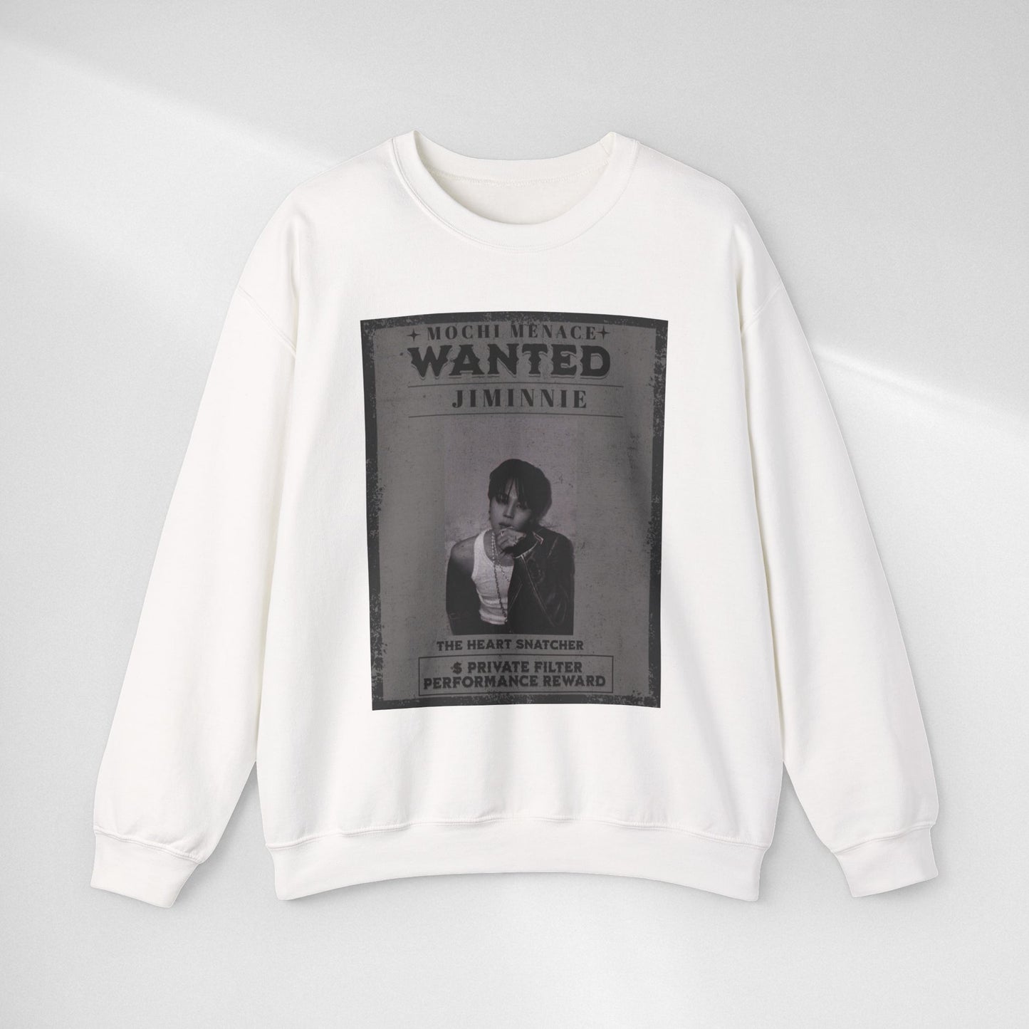 Wanted Poster Crewneck Sweatshirt – 'Wanted Jiminie' Vintage K-Pop Graphic