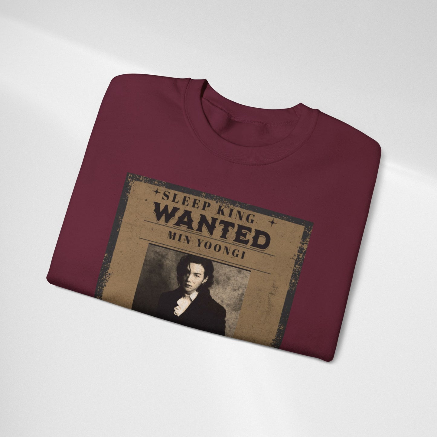 Crewneck Sweatshirt "Wanted: Min Yoongi" Vintage Poster BTS Suga Fan Apparel