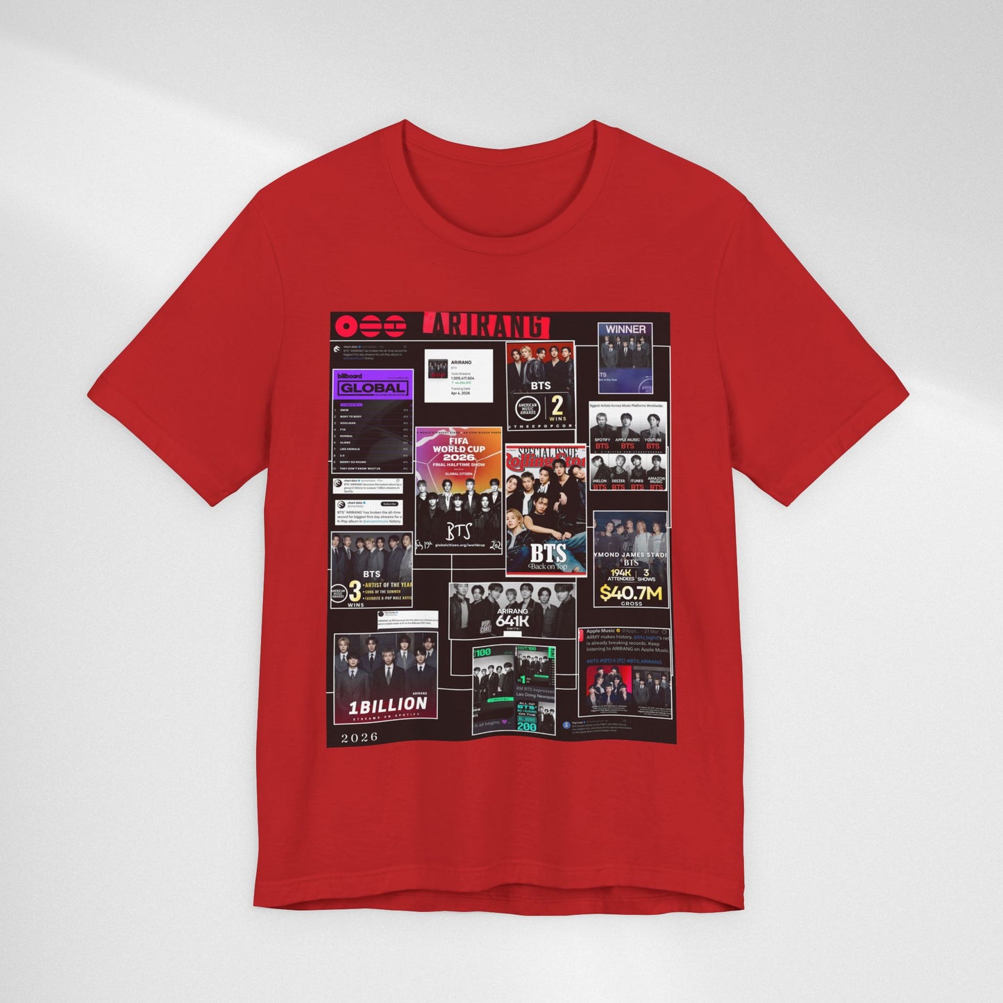BTS  ARIRANG Collage Graphic Tee — K‑Pop Fan Tribute Shirt