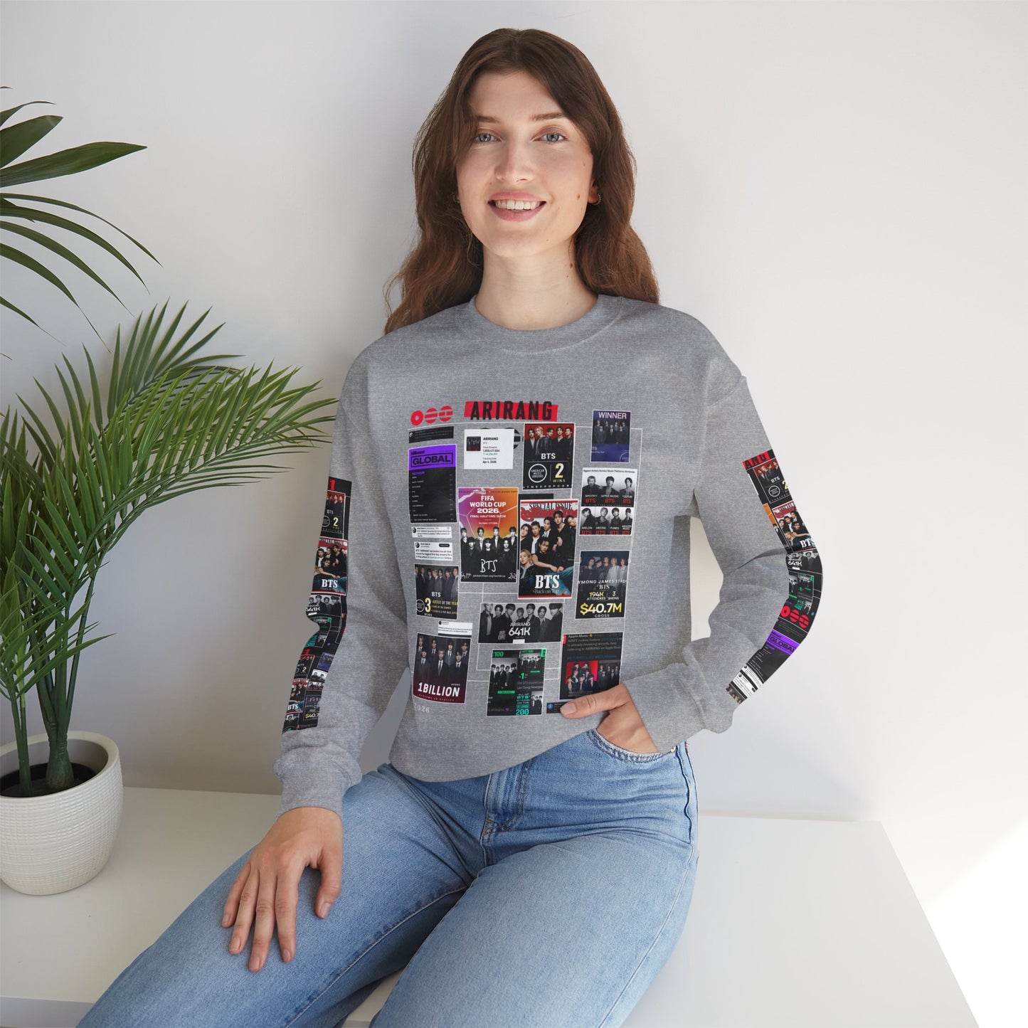 Crewneck Sweatshirt — BTS ARIRANG Collage Graphic Crewneck (Album Posters & Tour Art)