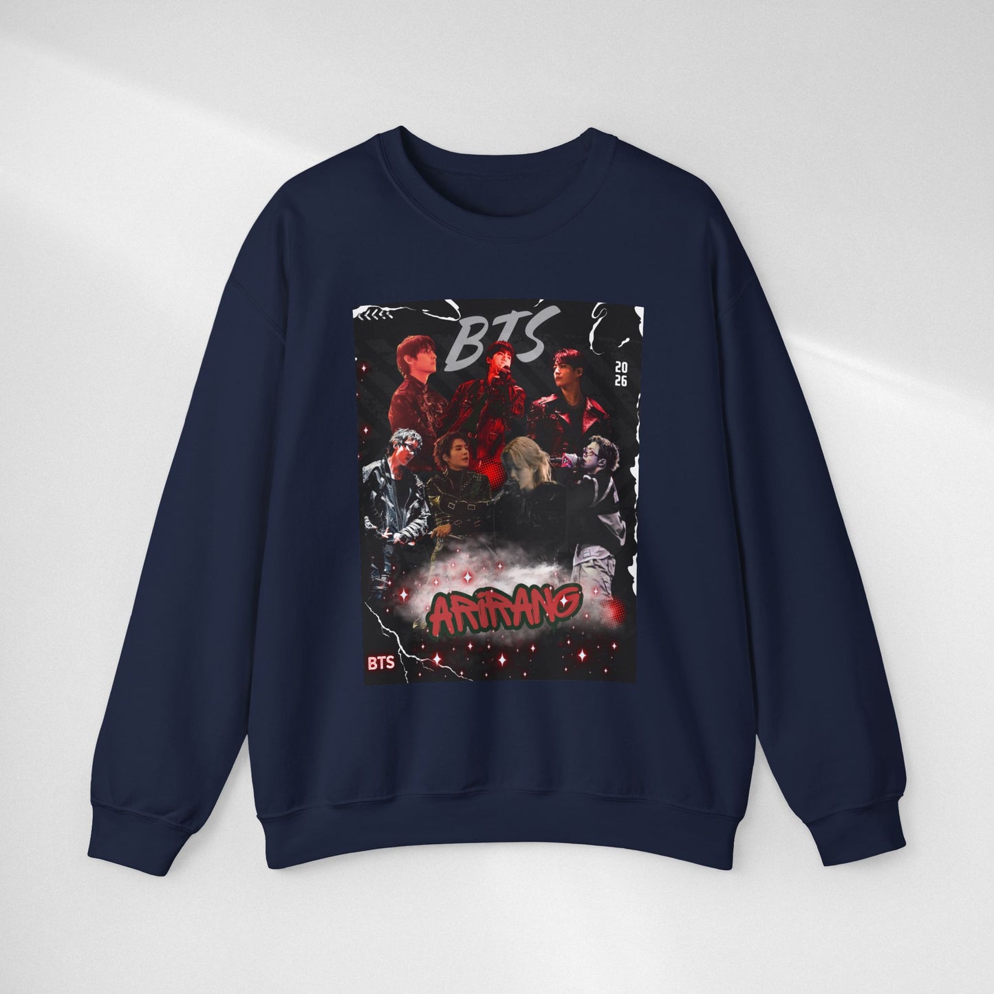 BTS Graphic Crewneck Sweatshirt – Red & Black Band Photo Design