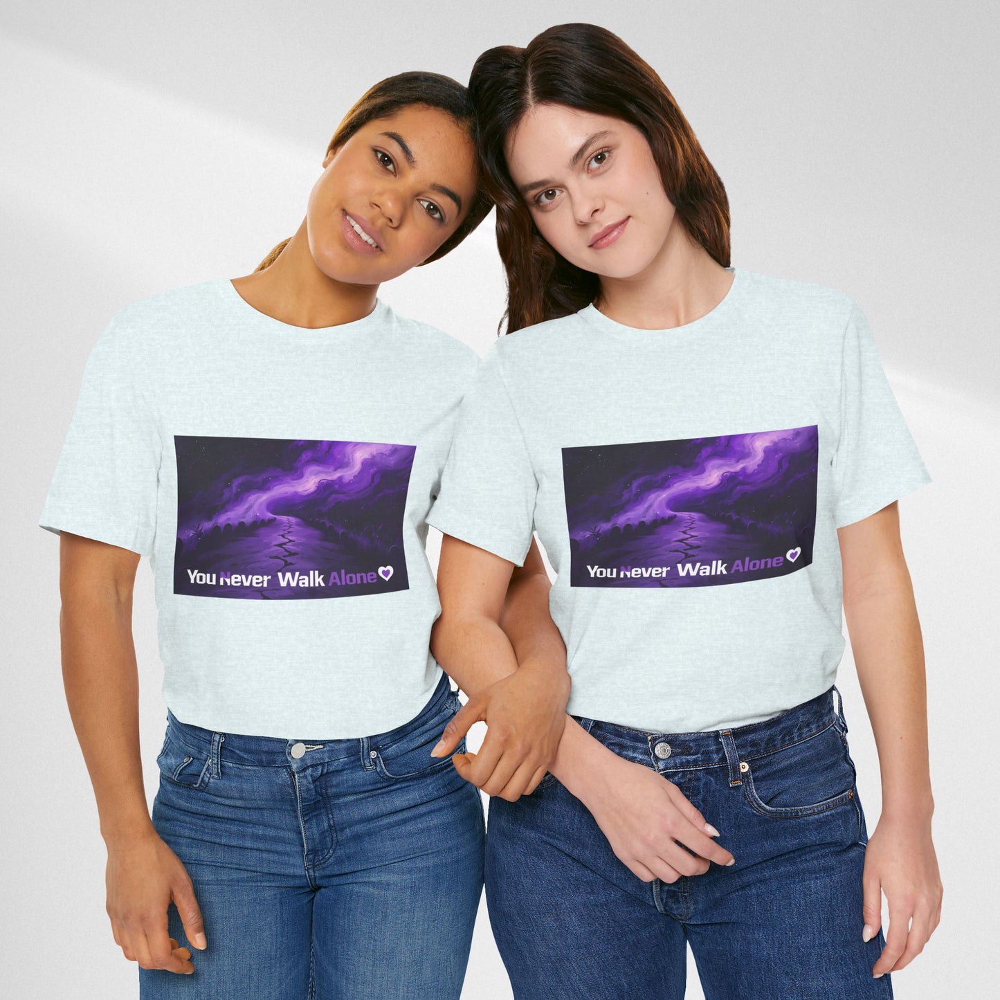 You Never Walk Alone Tee — Purple Night Stairway Graphic T‑Shirt