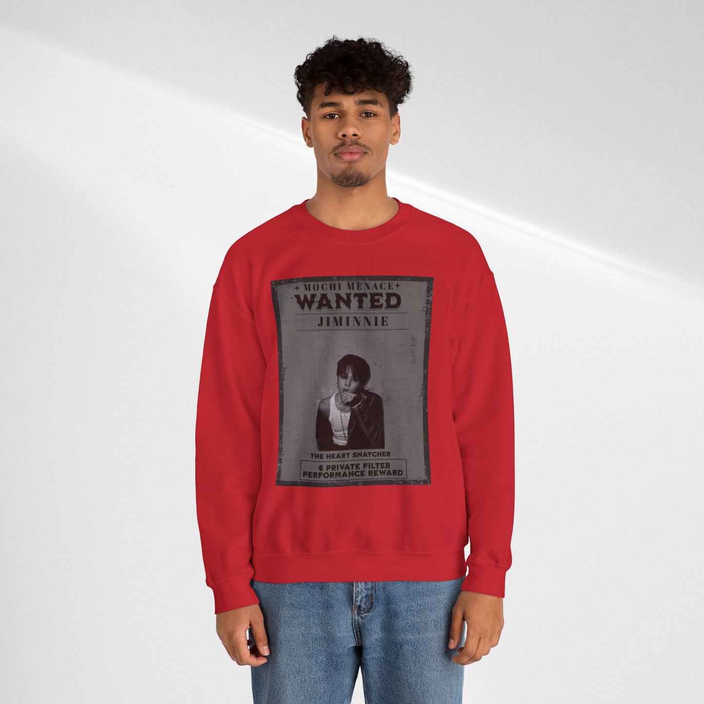 Wanted Poster Crewneck Sweatshirt – 'Wanted Jiminie' Vintage K-Pop Graphic
