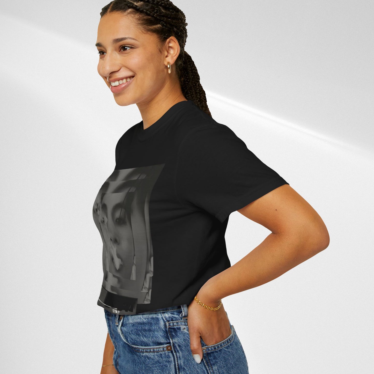 V Graphic Tee — Noir Glitch Portrait T-Shirt