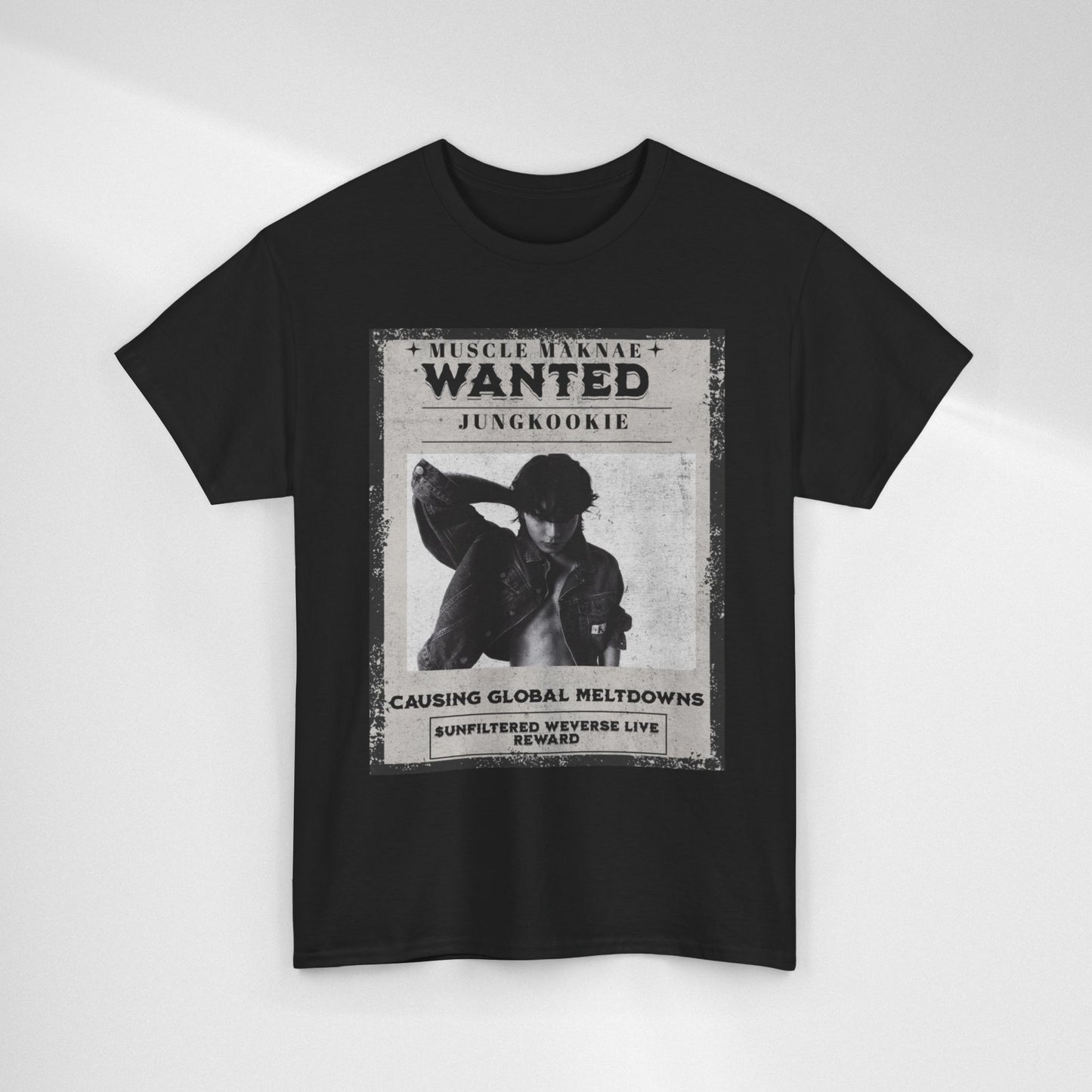 Wanted Poster T-Shirt — "Jungkookie" Vintage K-Pop Graphic Tee