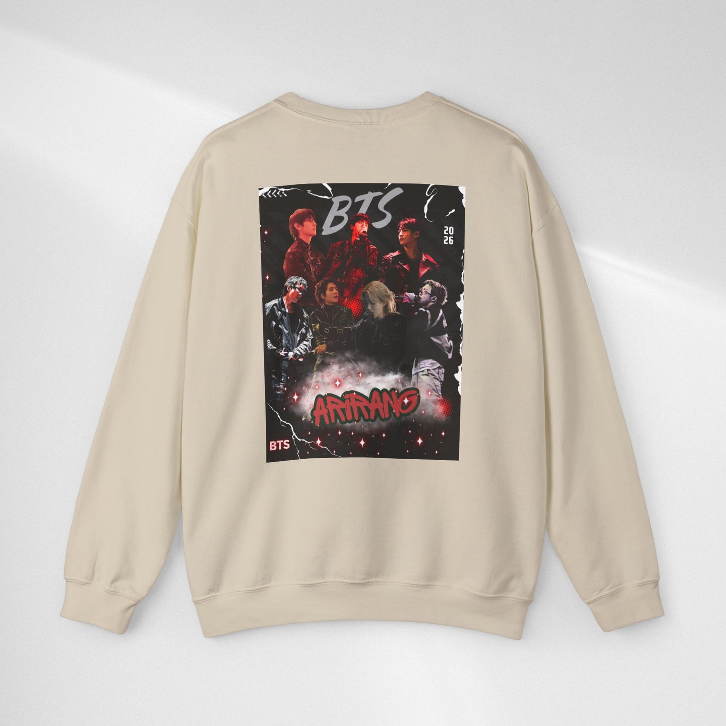 BTS Graphic Crewneck Sweatshirt – Red & Black Band Photo Design