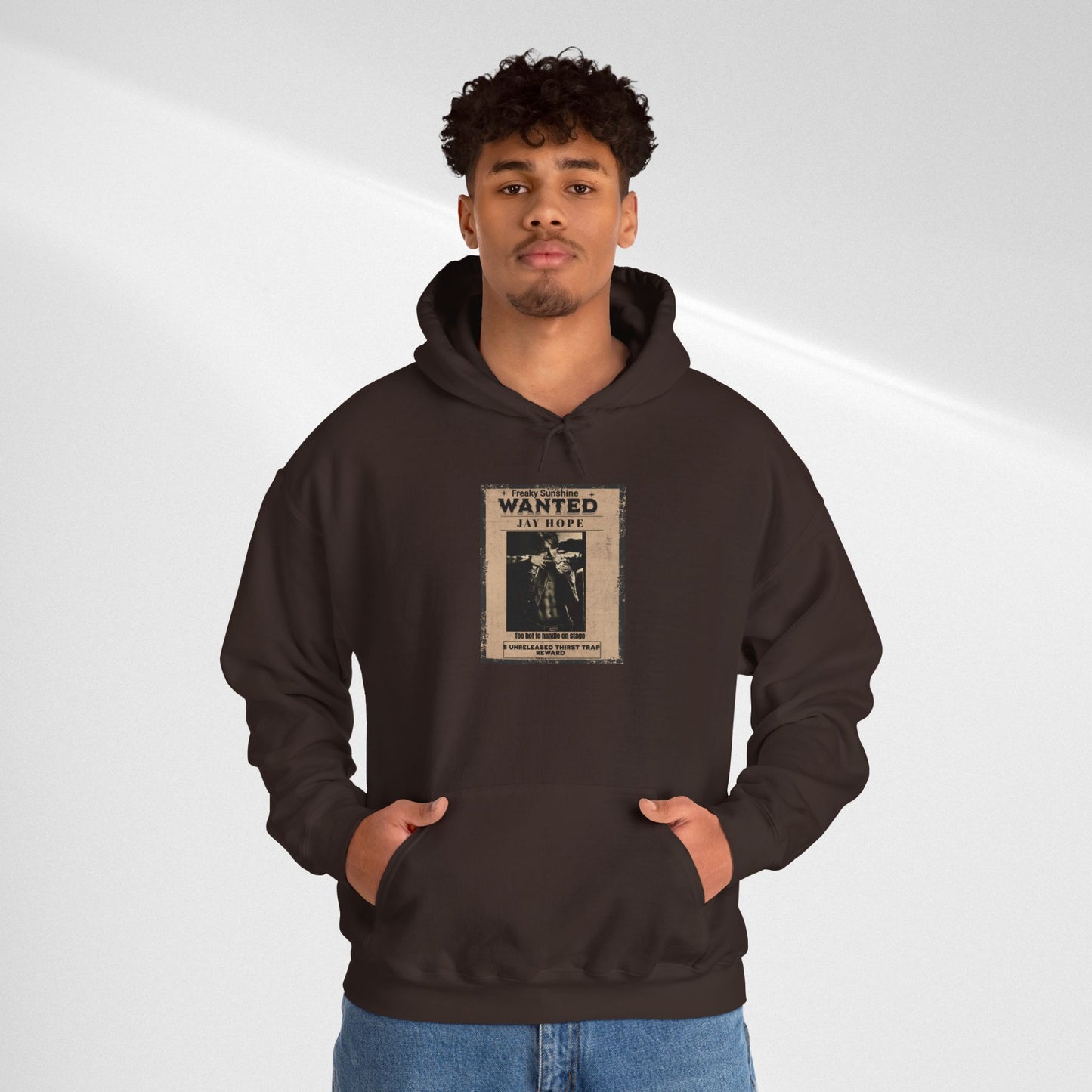 Hoodie - Vintage JHOPE 'WANTED' Poster Graphic Hooded Sweatshirt