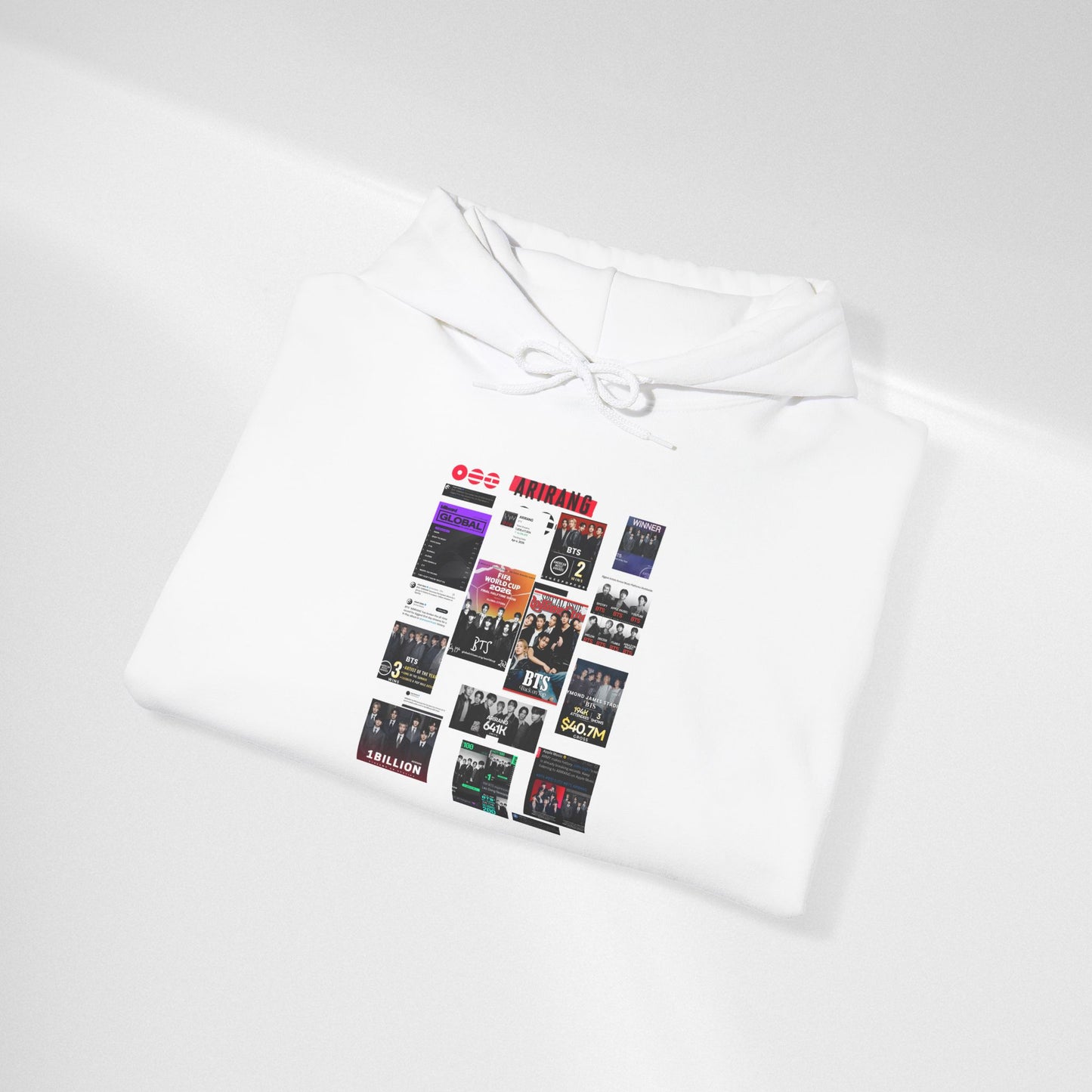 BTS ARIRANG Band Poster Collage Hoodie — Vintage Gig Tour Graphic Sweatshirt