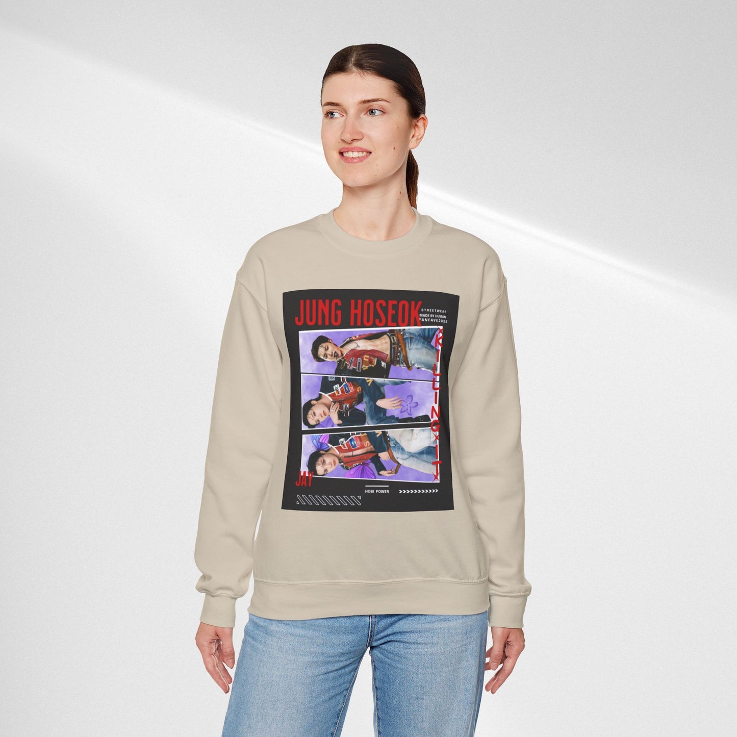 Photo Collage Crewneck Sweatshirt — 'JUNG HOSEOK' Graphic Pullover