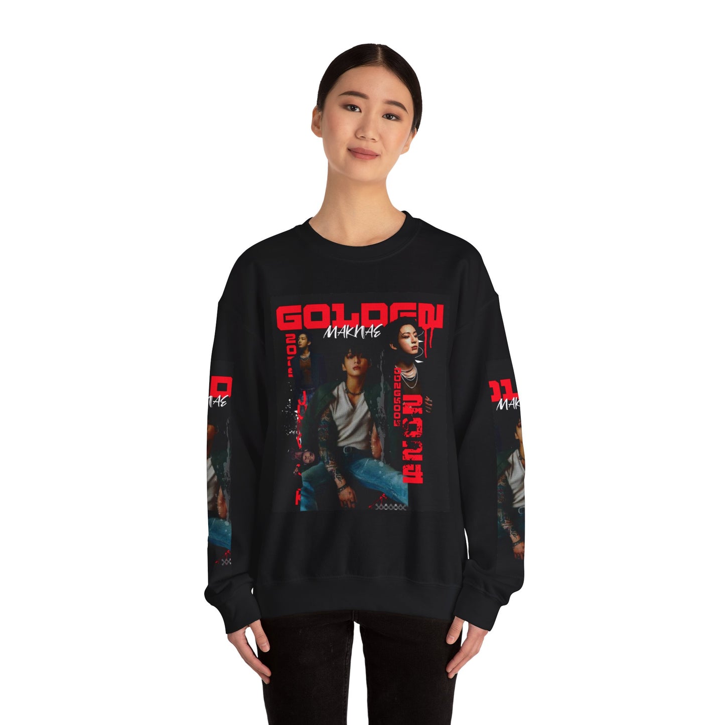 JK Golden Making Crewneck Sweatshirt — Retro K-Pop Photo Graphic