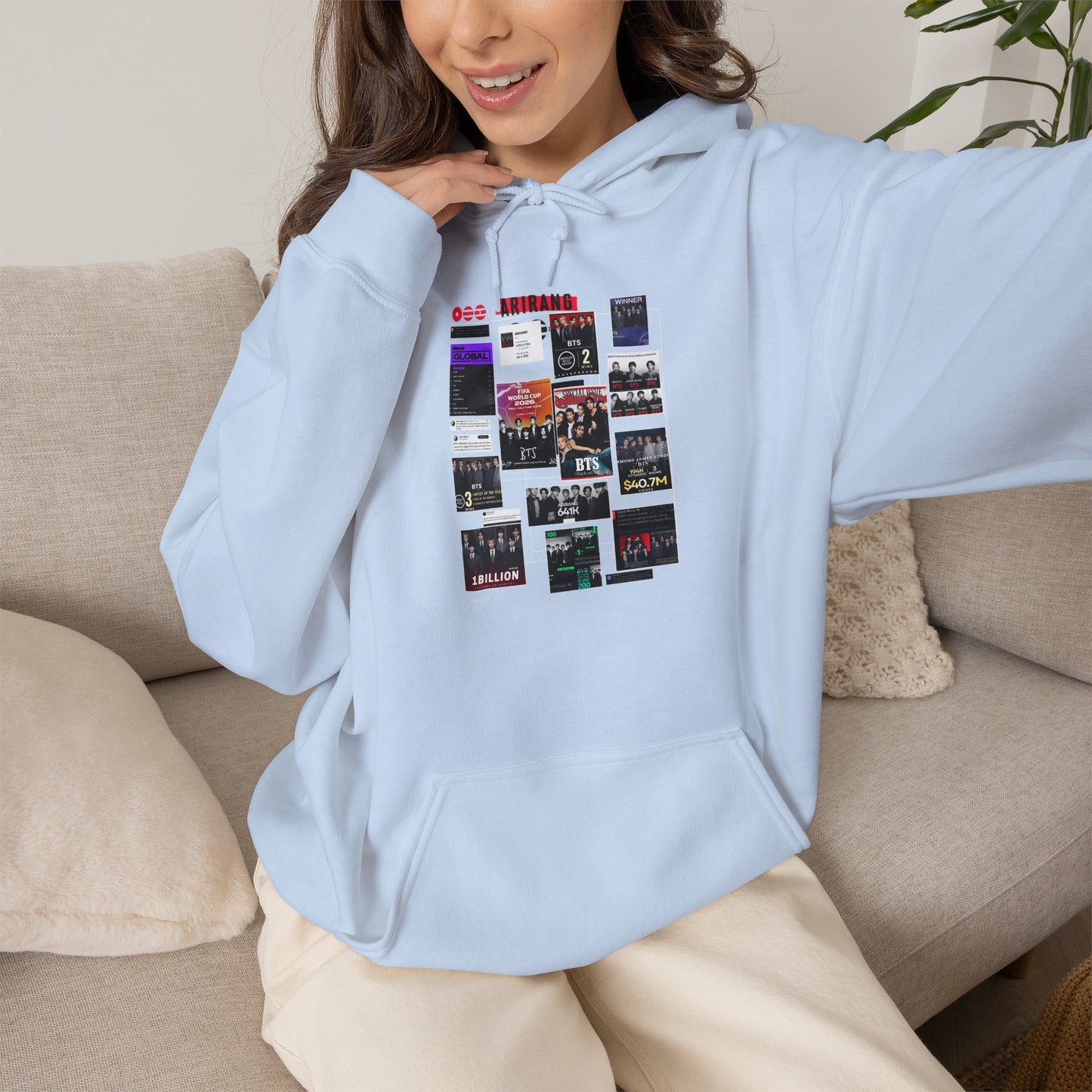 BTS ARIRANG Band Poster Collage Hoodie — Vintage Gig Tour Graphic Sweatshirt