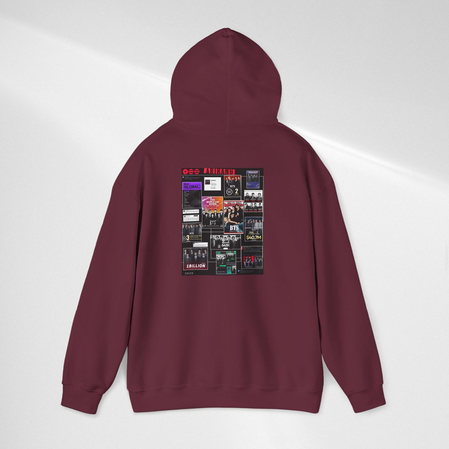 BTS ARIRANG Band Poster Collage Hoodie — Vintage Gig Tour Graphic Sweatshirt