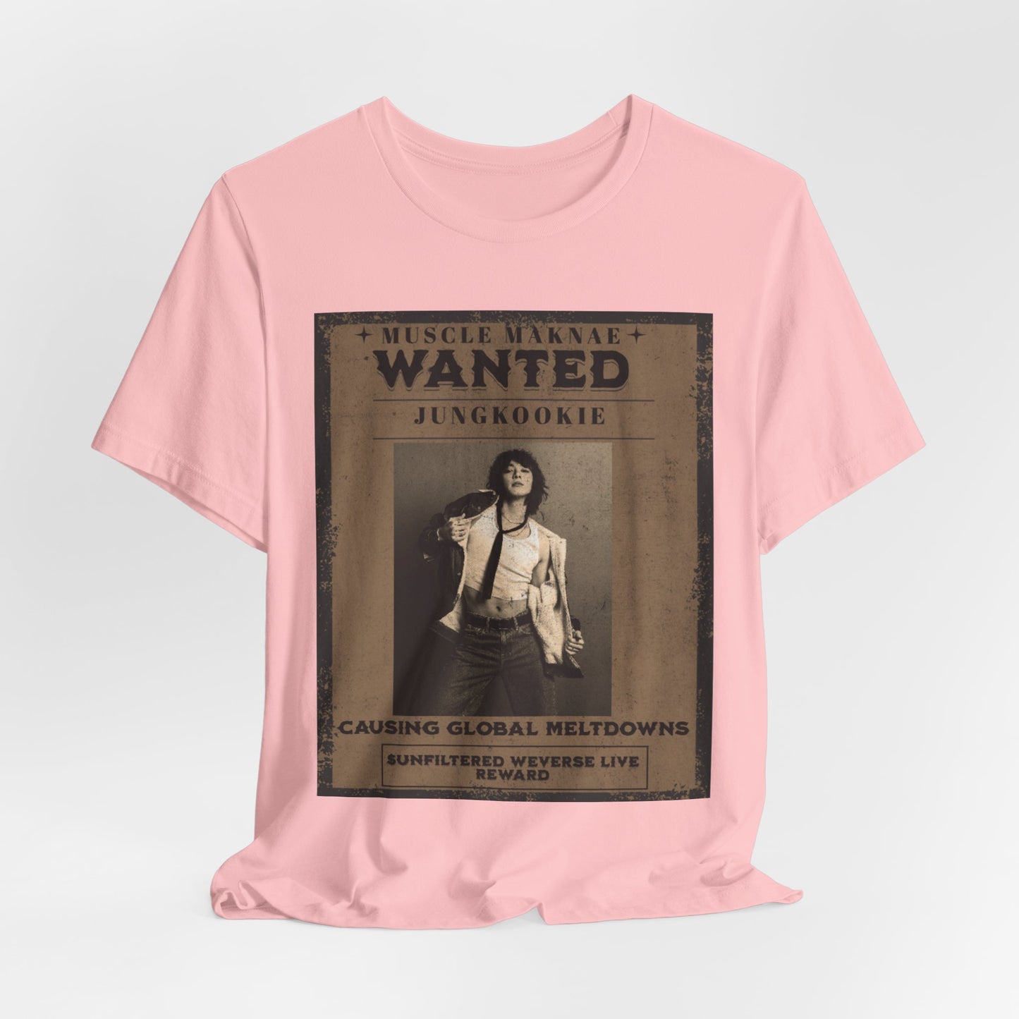 Wanted Poster Tee — 'Jungkook: Causing Global Meltdowns' Vintage K-Pop T-Shirt
