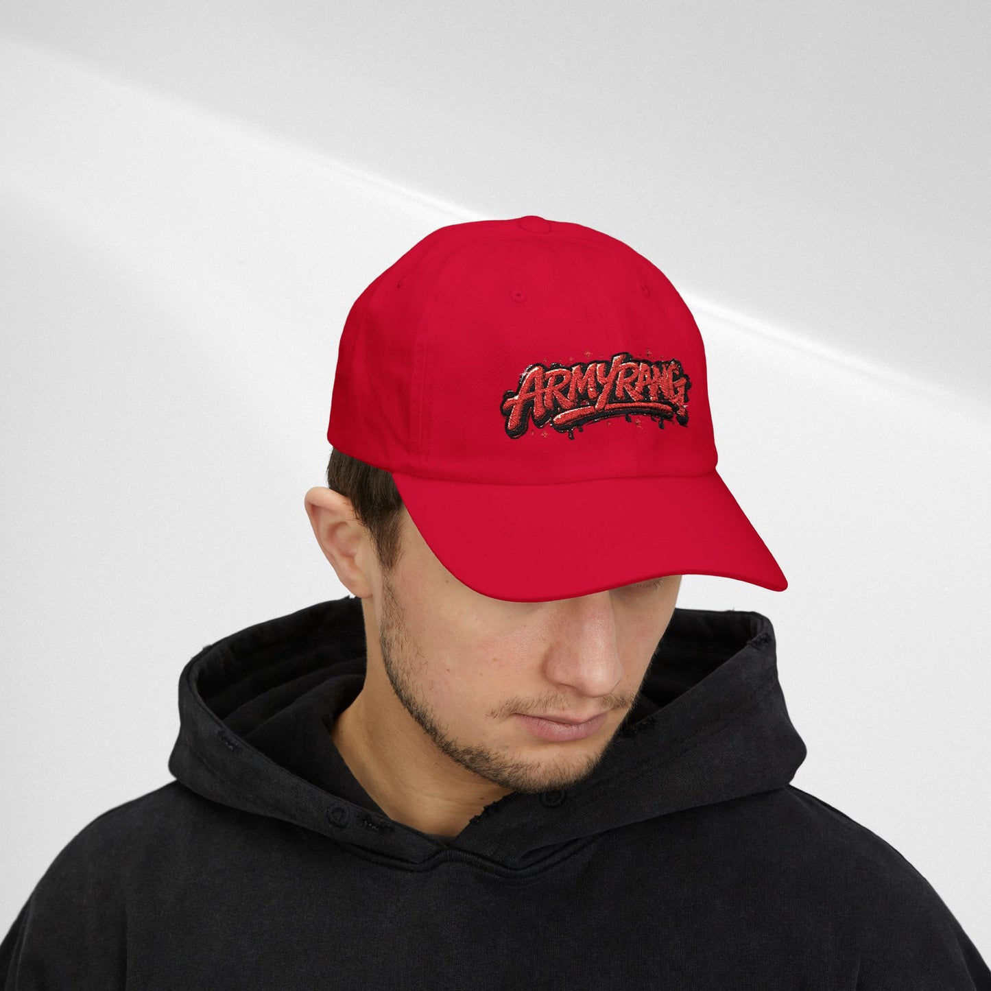 Dad Cap - Red Graffiti "ARMYRANG" Embroidered Baseball Hat