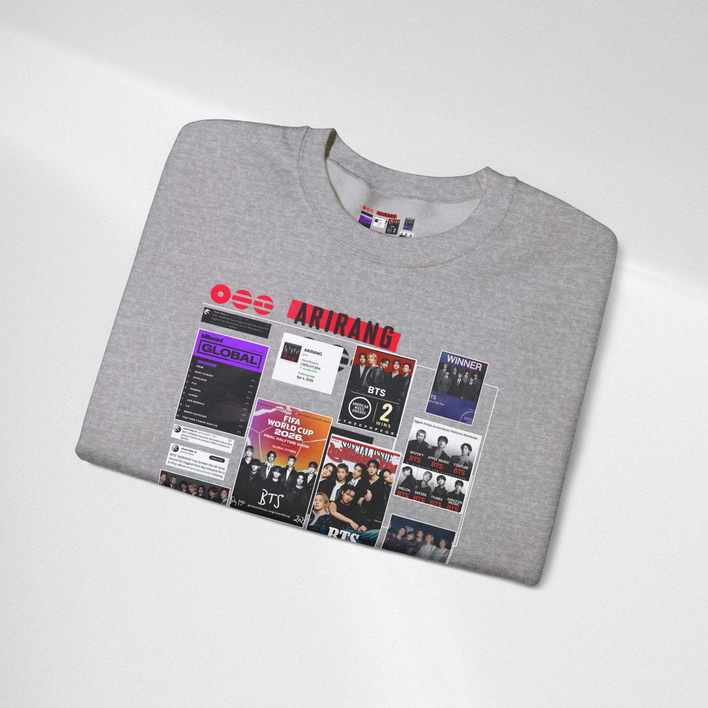 Crewneck Sweatshirt — BTS ARIRANG Collage Graphic Crewneck (Album Posters & Tour Art)