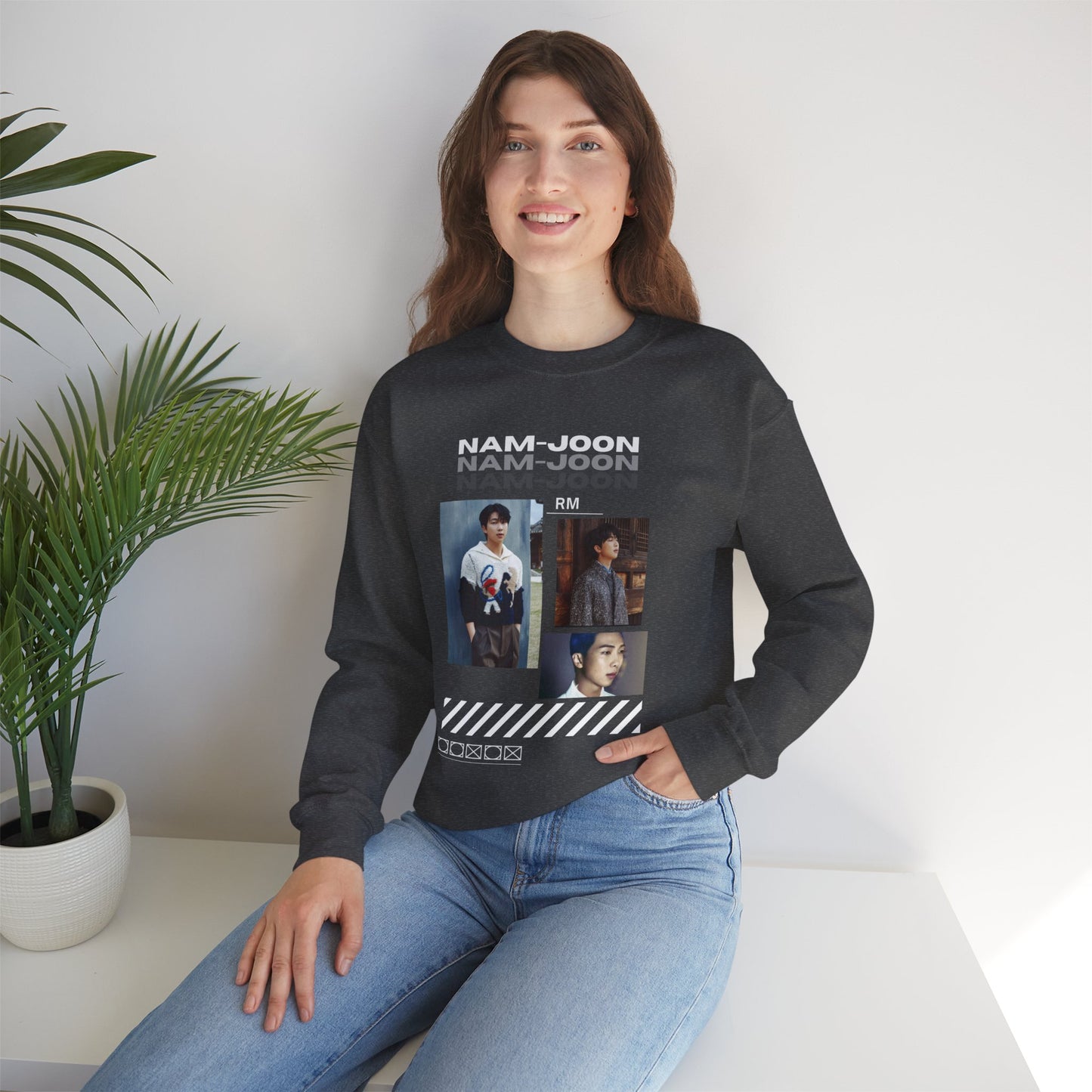 Photo Collage Crewneck Sweatshirt — "Nam-Joon" Graphic Pullover