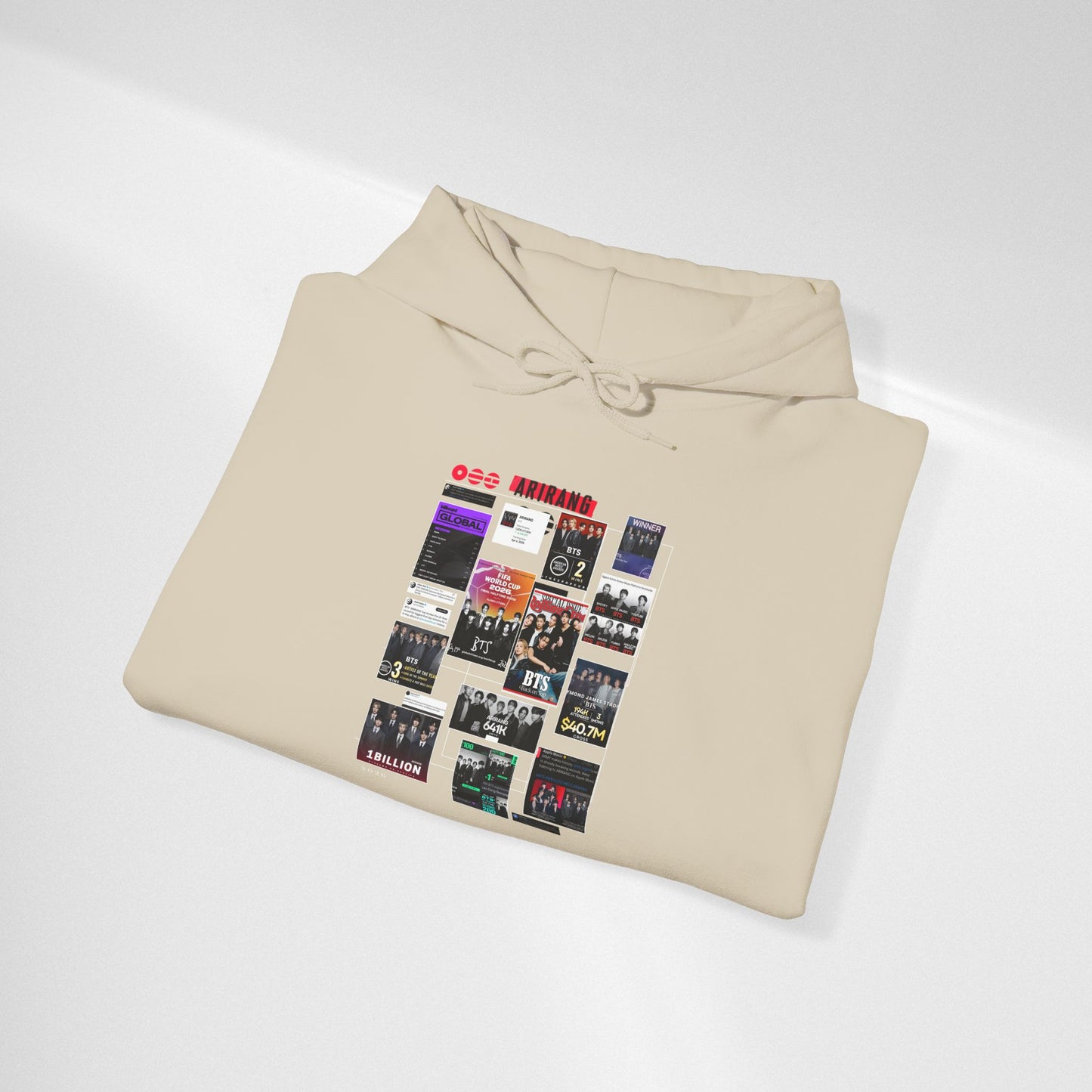 BTS ARIRANG Band Poster Collage Hoodie — Vintage Gig Tour Graphic Sweatshirt