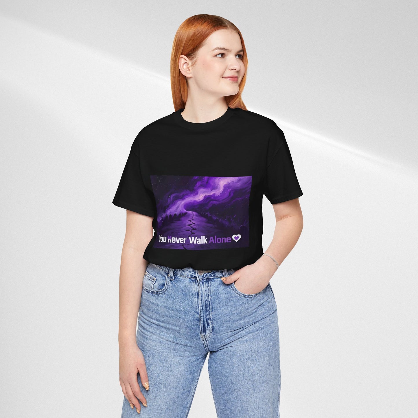 You Never Walk Alone Tee — Purple Night Stairway Graphic T‑Shirt