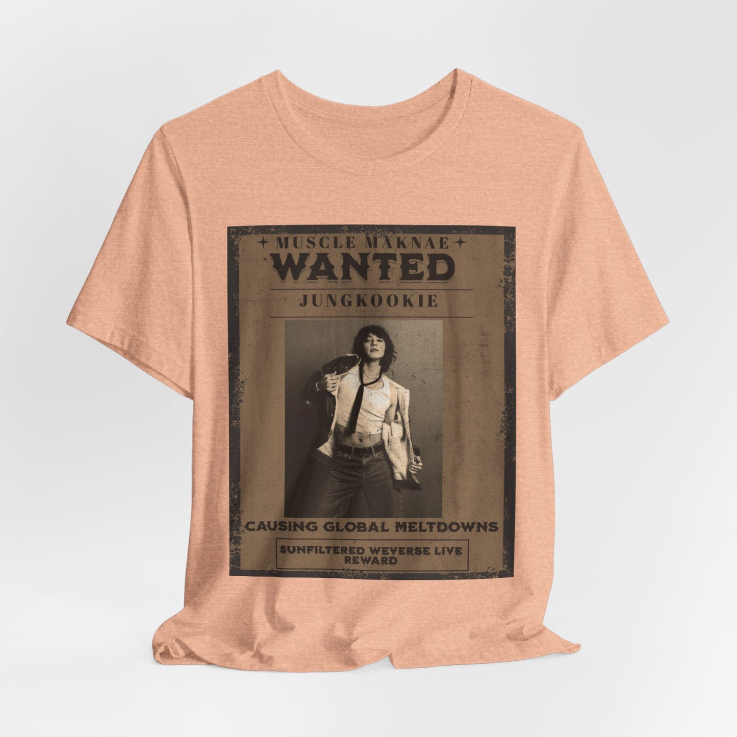 Wanted Poster Tee — 'Jungkook: Causing Global Meltdowns' Vintage K-Pop T-Shirt