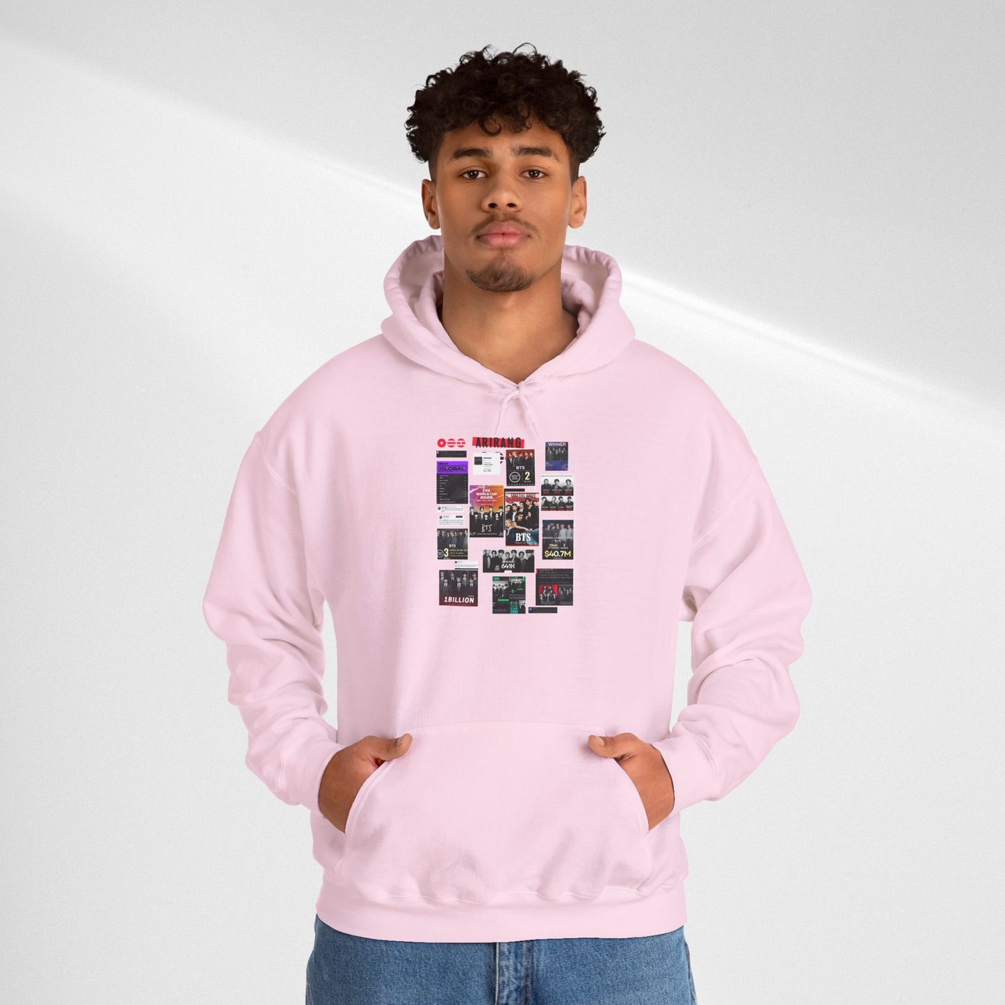 BTS ARIRANG Band Poster Collage Hoodie — Vintage Gig Tour Graphic Sweatshirt