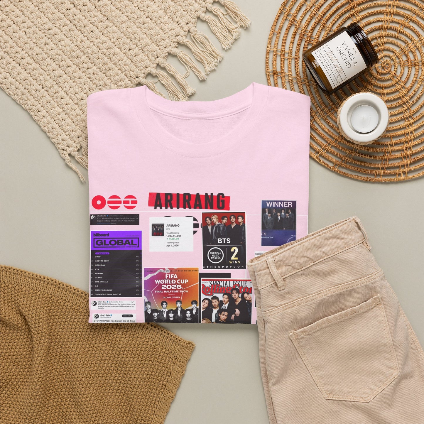 BTS ARIRANG Collage Tee — Iconic Albums & Milestones Graphic T-Shirt