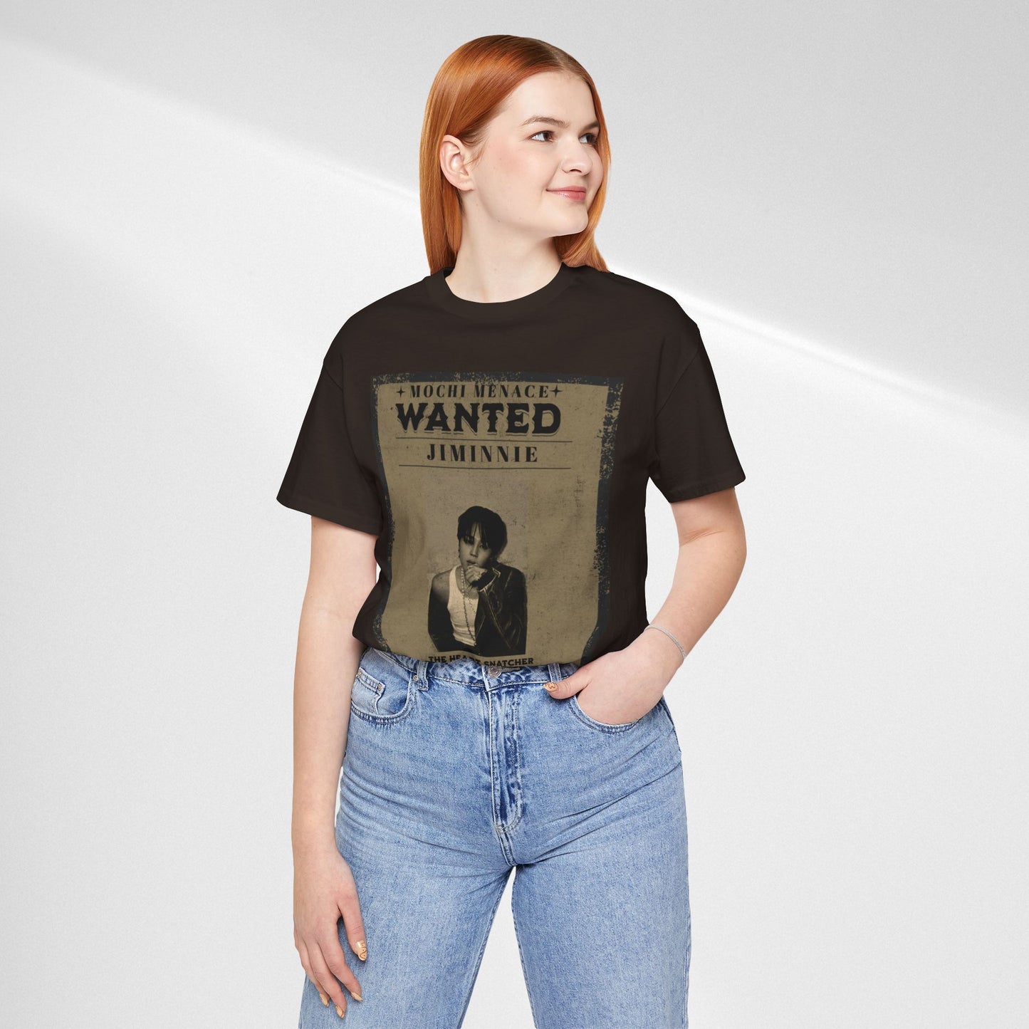 JIMIN Wanted Poster Graphic Tee — 'Mischief Menace' Vintage Style