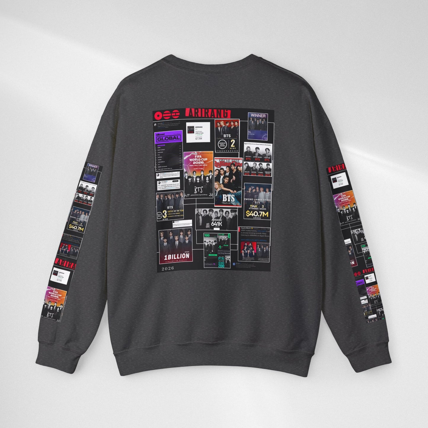 Crewneck Sweatshirt — BTS ARIRANG Collage Graphic Crewneck (Album Posters & Tour Art)