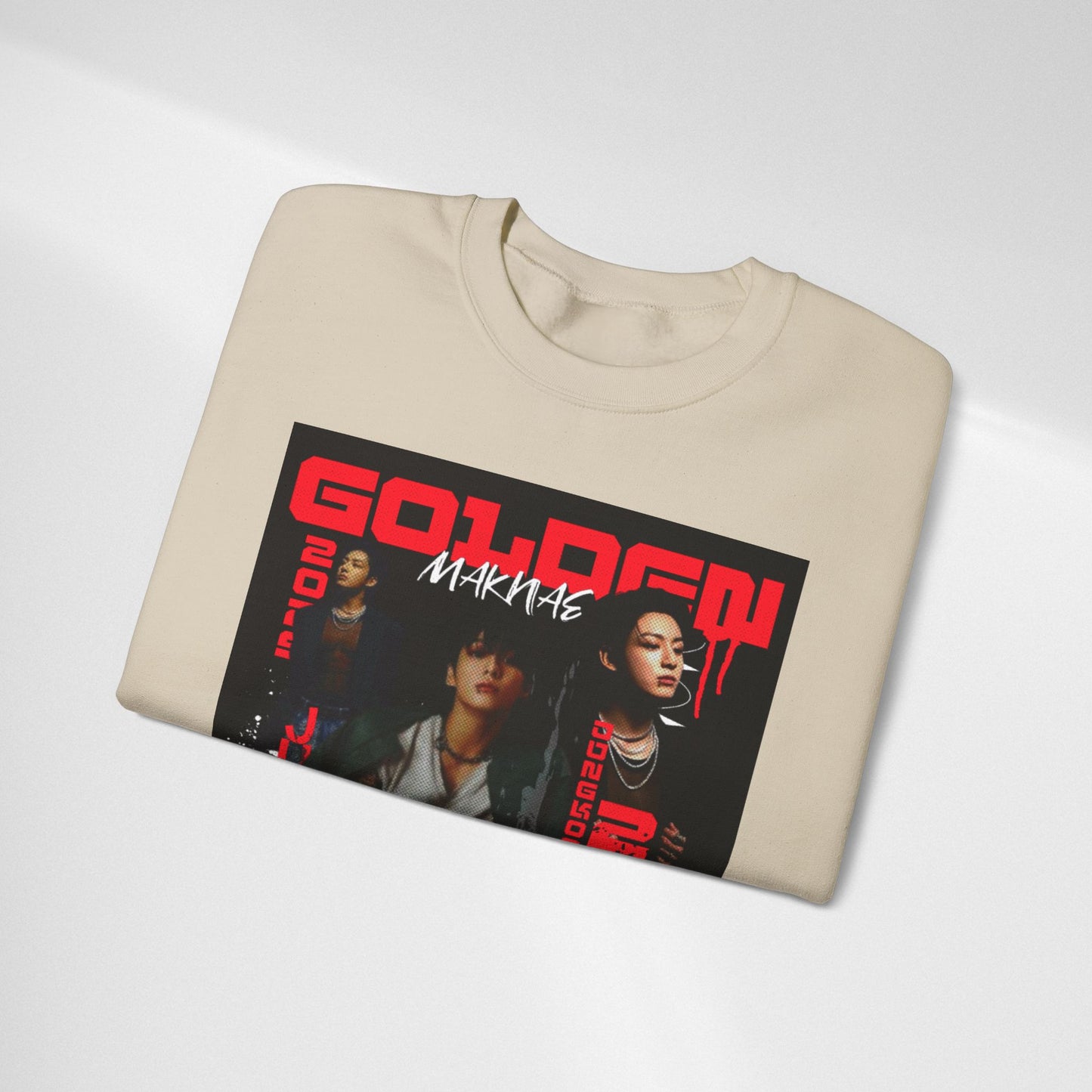 JK Golden Making Crewneck Sweatshirt — Retro K-Pop Photo Graphic